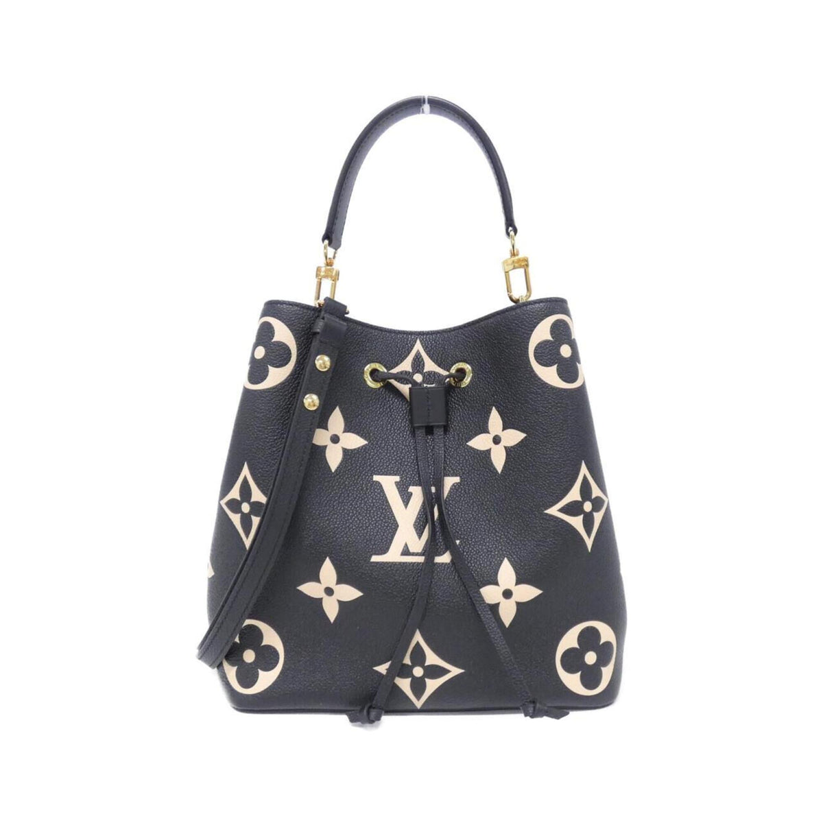 Louis Vuitton Beige Black Leather Pouch Shoulder Bag (Pre-Owned)