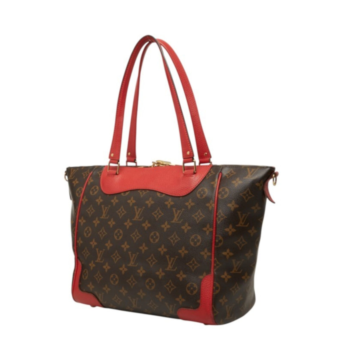 Louis Vuitton Brown Cerise Red Color Pvc Leather Shoulder Bag Tote Bag (Pre-Owned)
