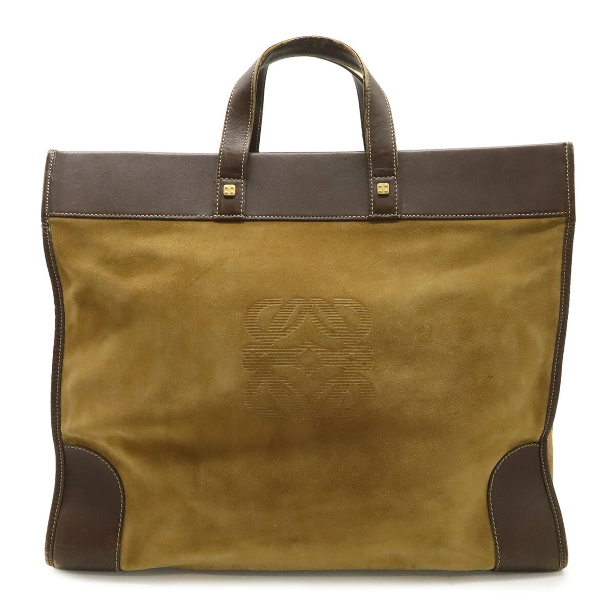 Loewe Beige Dark Brown Khaki Suede Tote Bag (Pre-Owned)