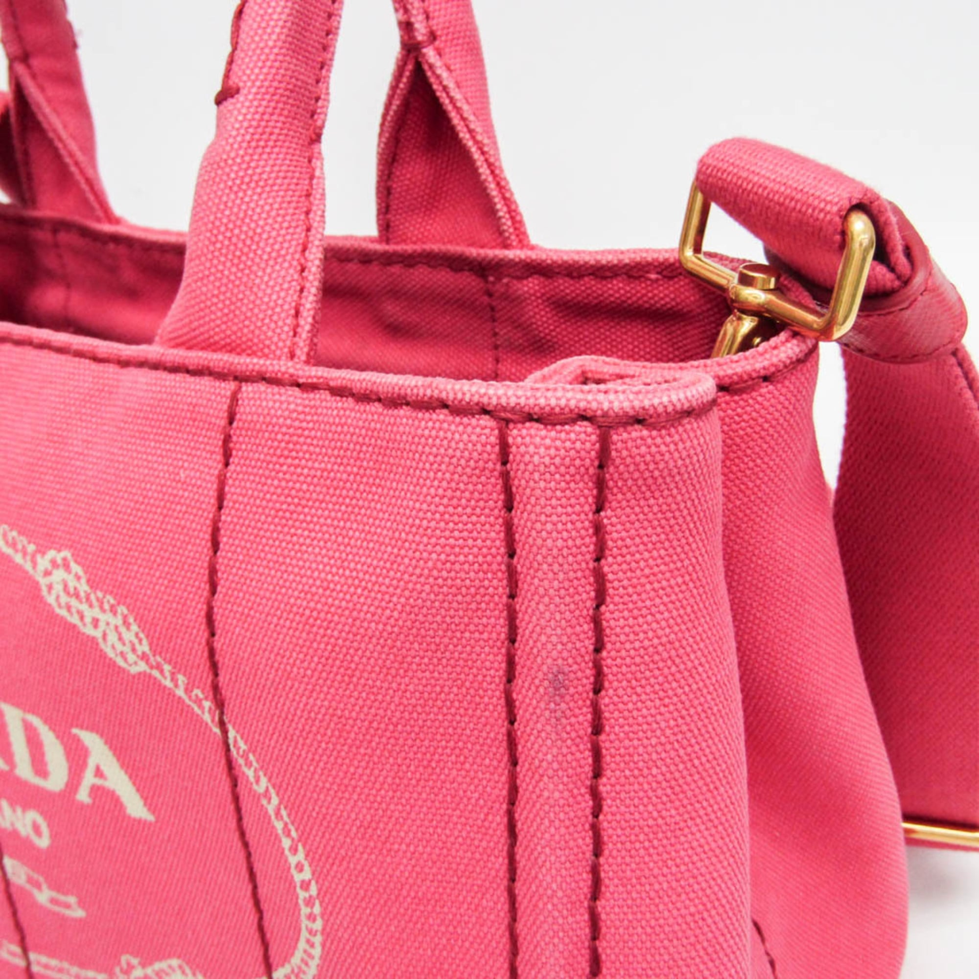 Prada Canapa Pink Canapa Shoulder Bag Tote Bag (Pre-Owned)