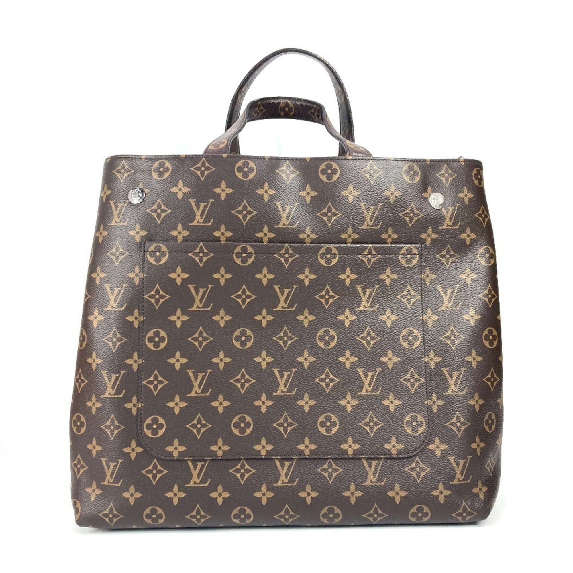 Louis Vuitton Brown Monogram Canvas Leather Shoulder Bag Tote Bag (Pre-Owned)