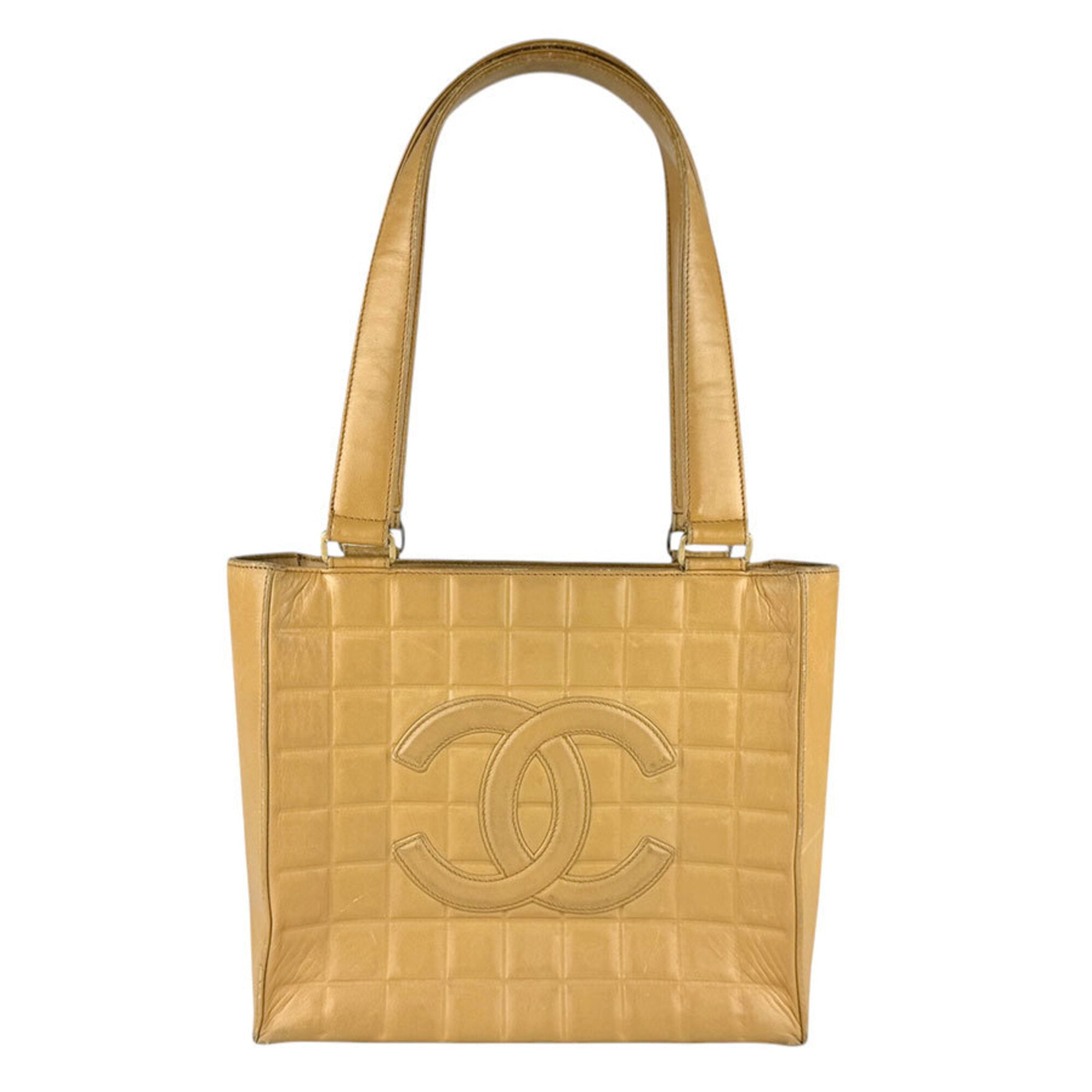 Chanel Beige Leather Shoulder Bag Tote Bag (Pre-Owned)