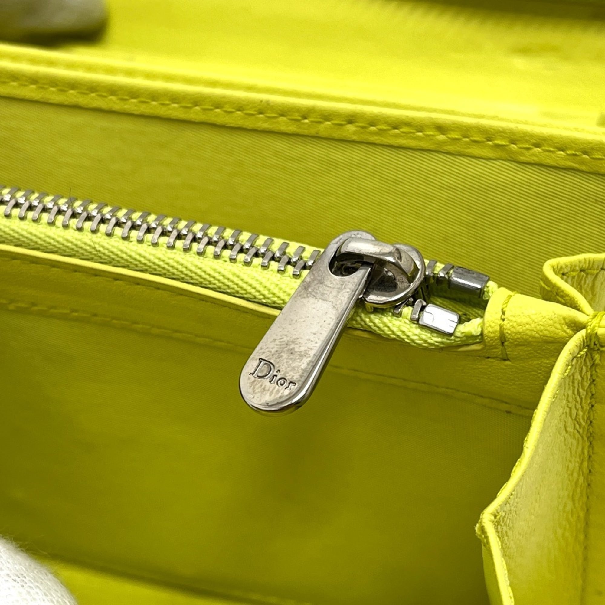 Christian Dior Yellow Leather Long Wallet (Bi-Fold) (Pre-Owned)