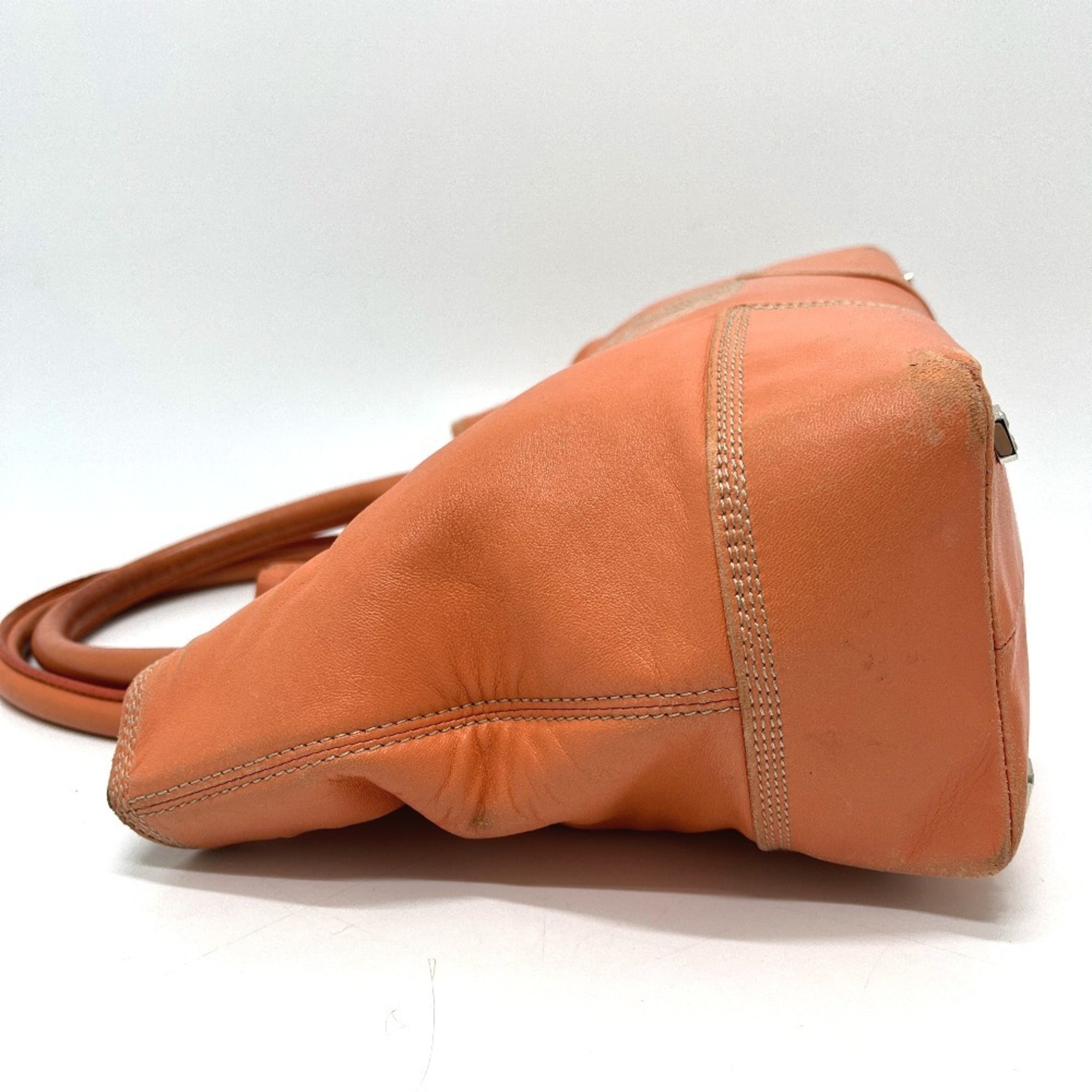 Loewe Amazona Orange Leather Handbag Tote Bag (Pre-Owned)