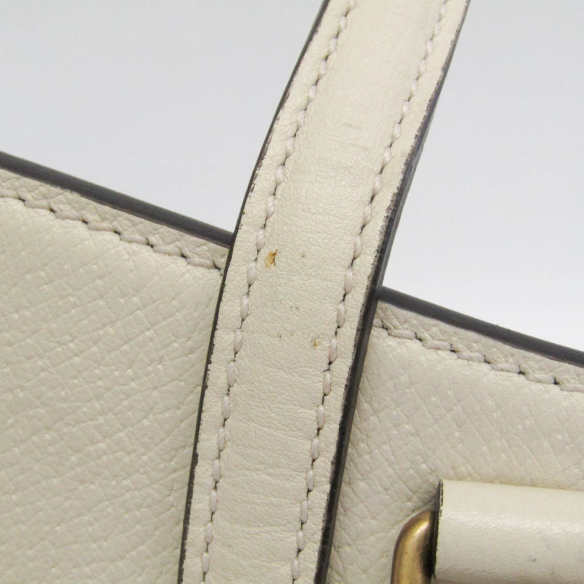 Gucci Totem Top Handle Bag Leather White Leather Handbag (Pre-Owned)
