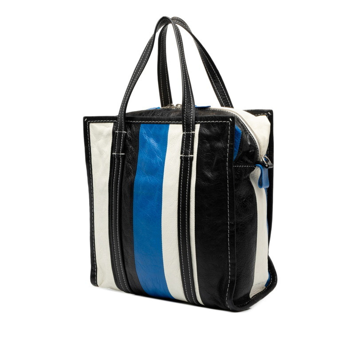 Balenciaga Black Blue White Leather Handbag Shoulder Bag (Pre-Owned)