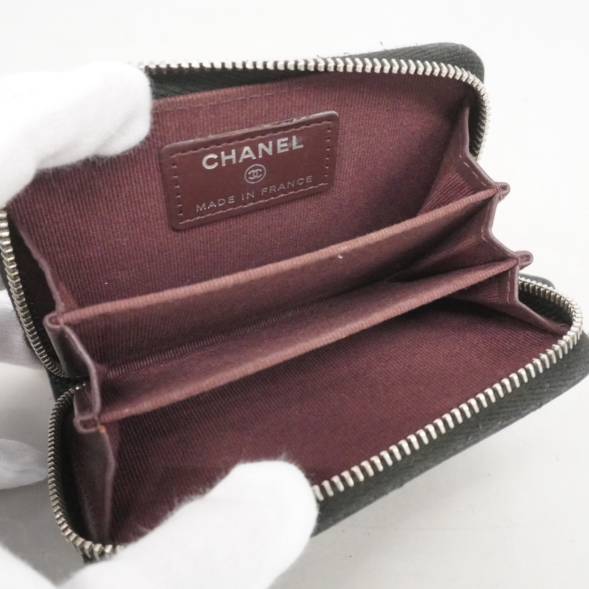 Chanel Black Grained Calfskin Coin Purse/Coin Case (Pre-Owned)