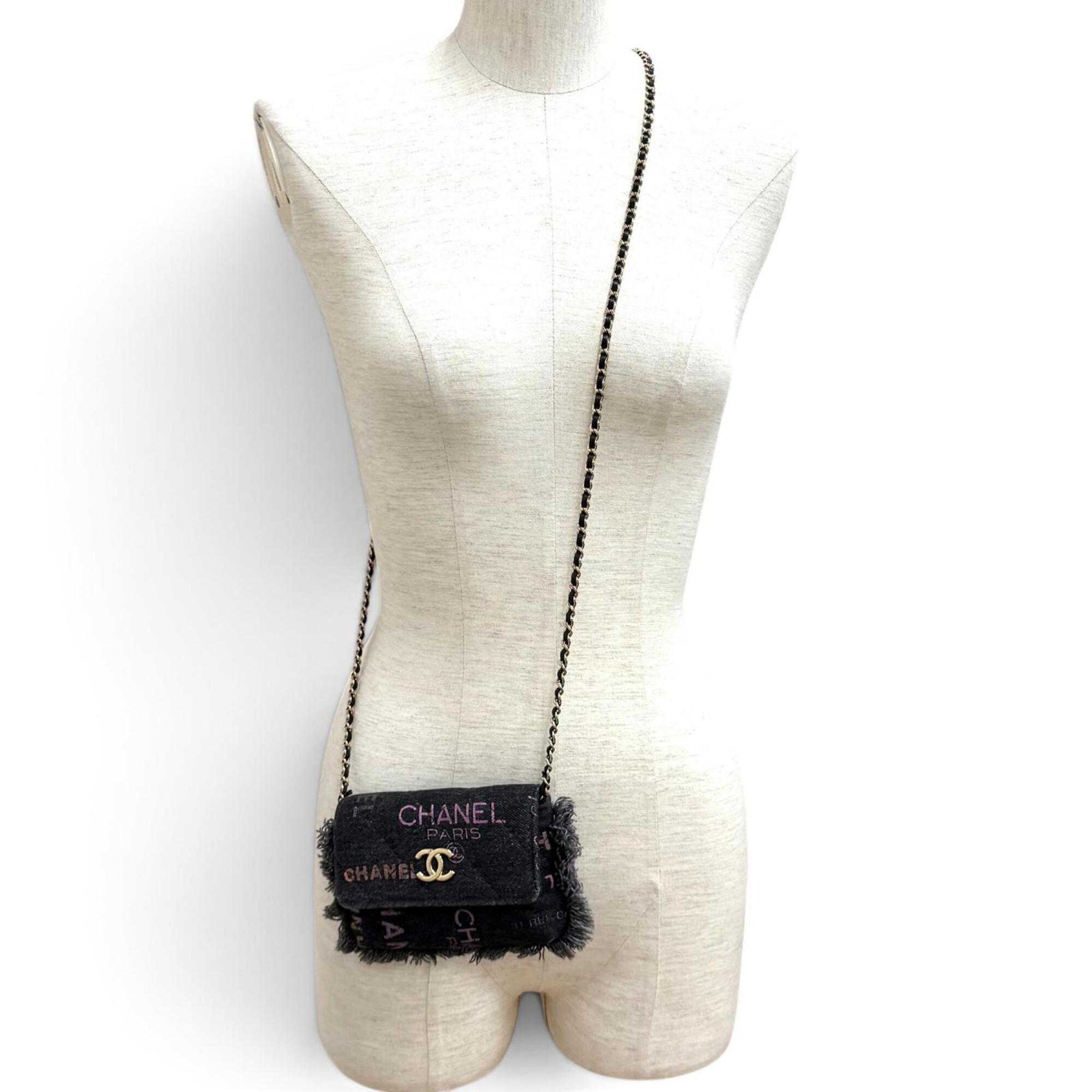 Chanel Black Multi-Color Denim Leather Shoulder Bag (Pre-Owned)
