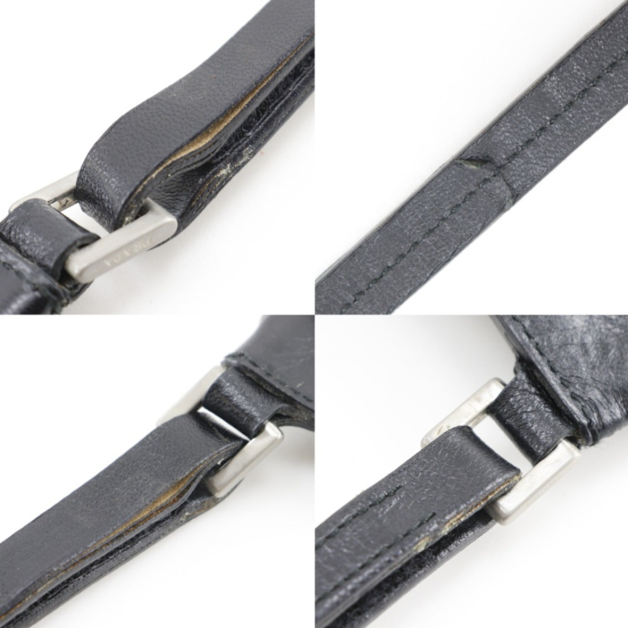 Prada Black Nylon Leather Pochette Shoulder Bag (Pre-Owned)