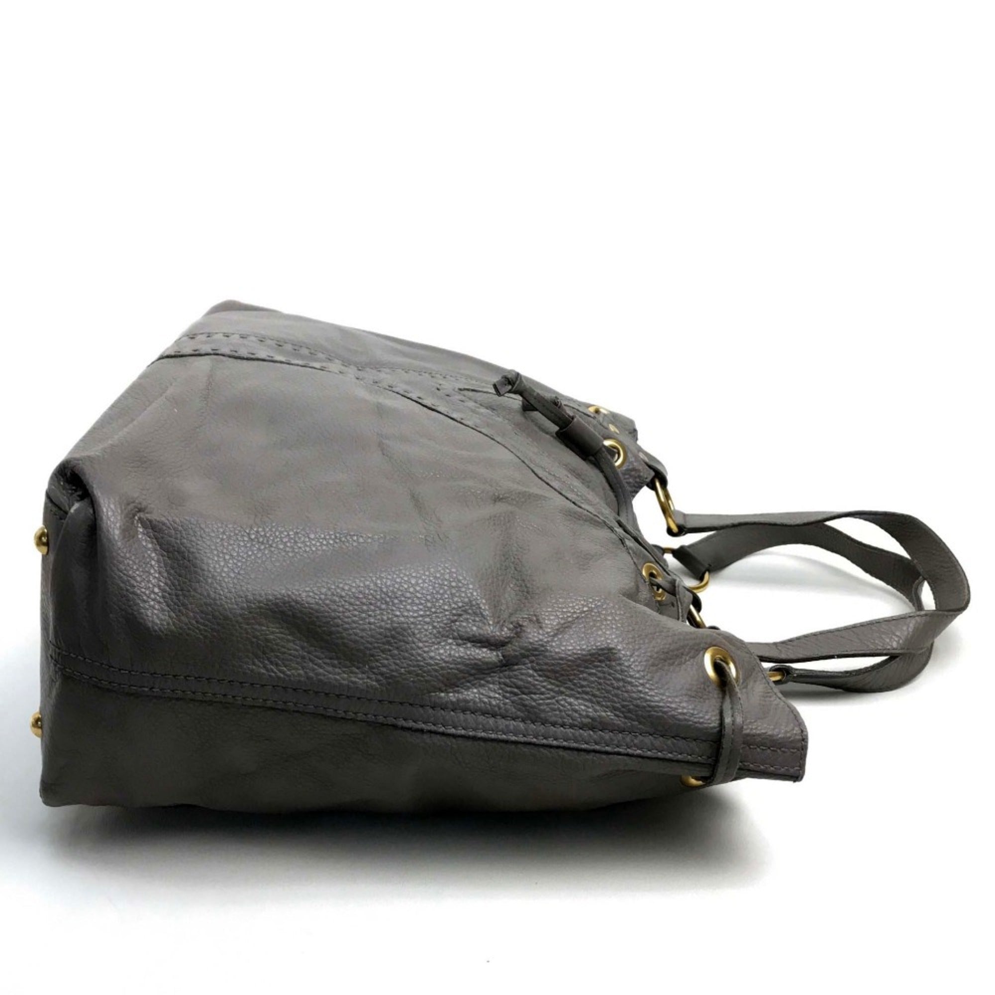 Yves Saint Laurent Gray Leather Tote Bag (Pre-Owned)