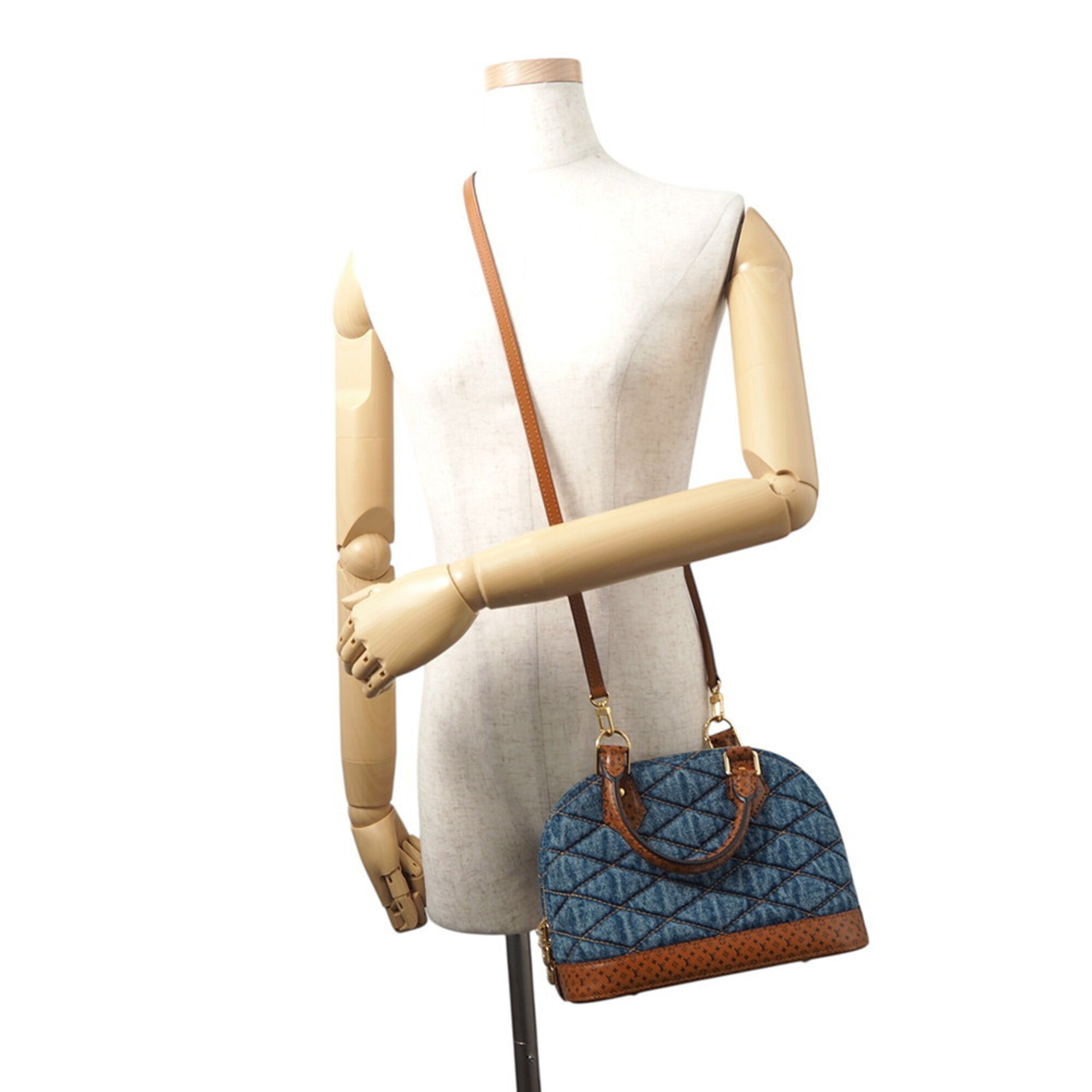 Louis Vuitton Blue Brown Denim Handbag (Pre-Owned)