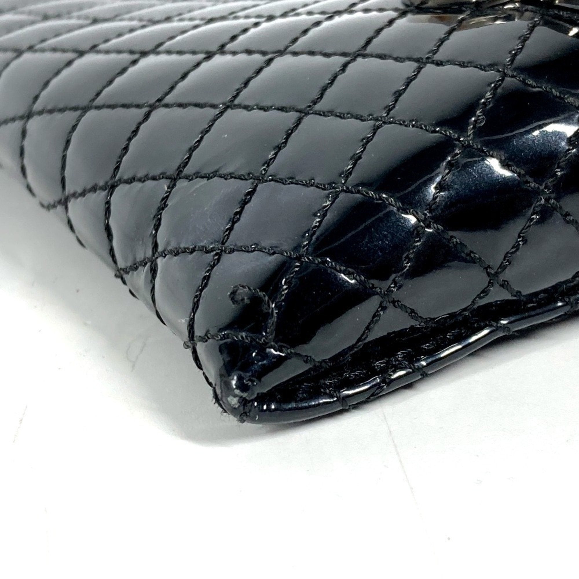 Chanel Black Patent Leather Clutch Bag Pouch (Pre-Owned)