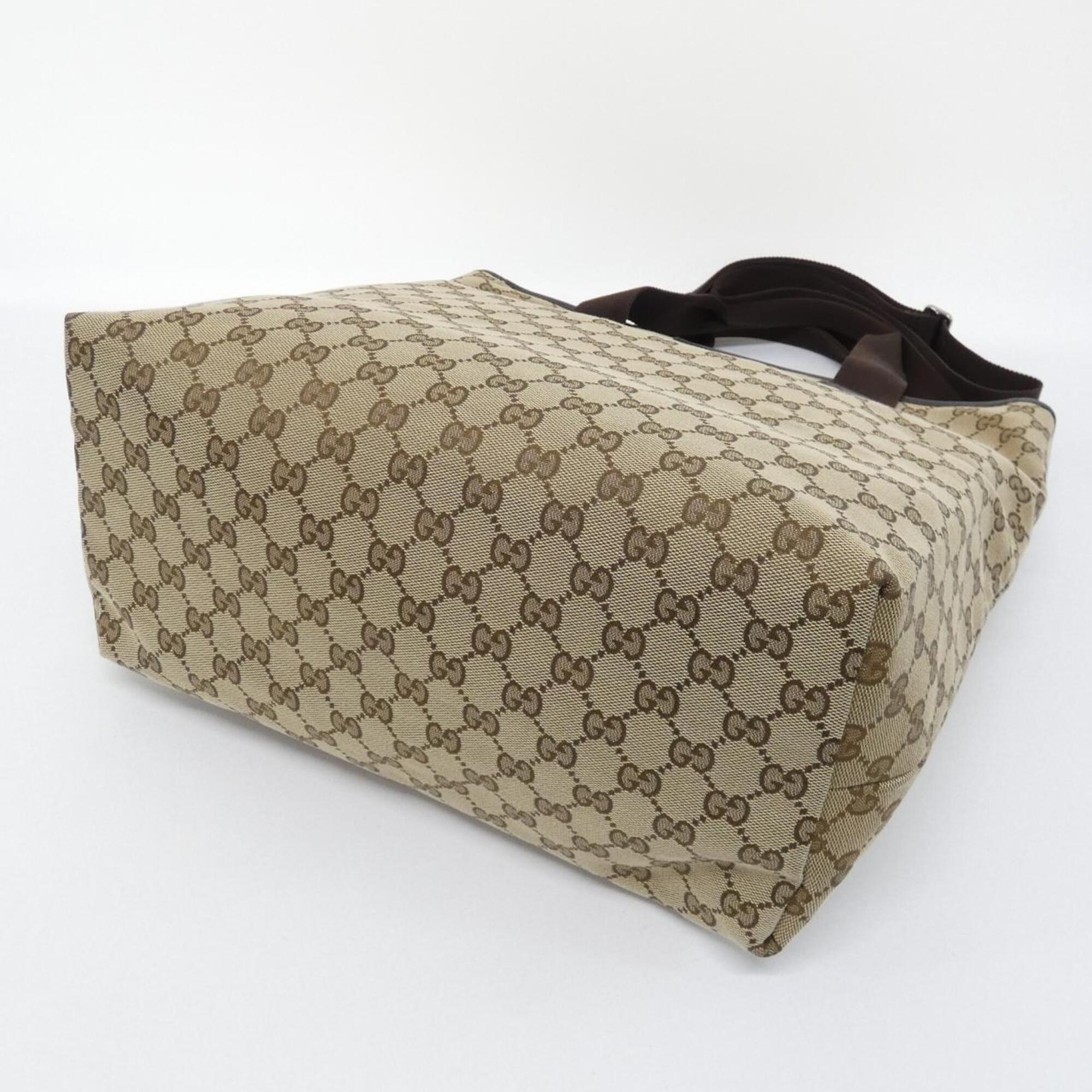 Gucci Beige Brown Gg Canvas Handbag (Pre-Owned)