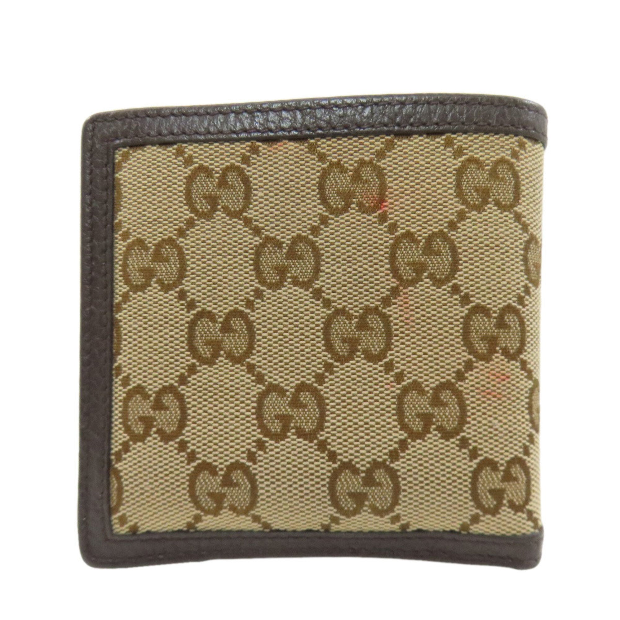Gucci Brown Canvas Leather Wallet (Bi-Fold) (Pre-Owned)