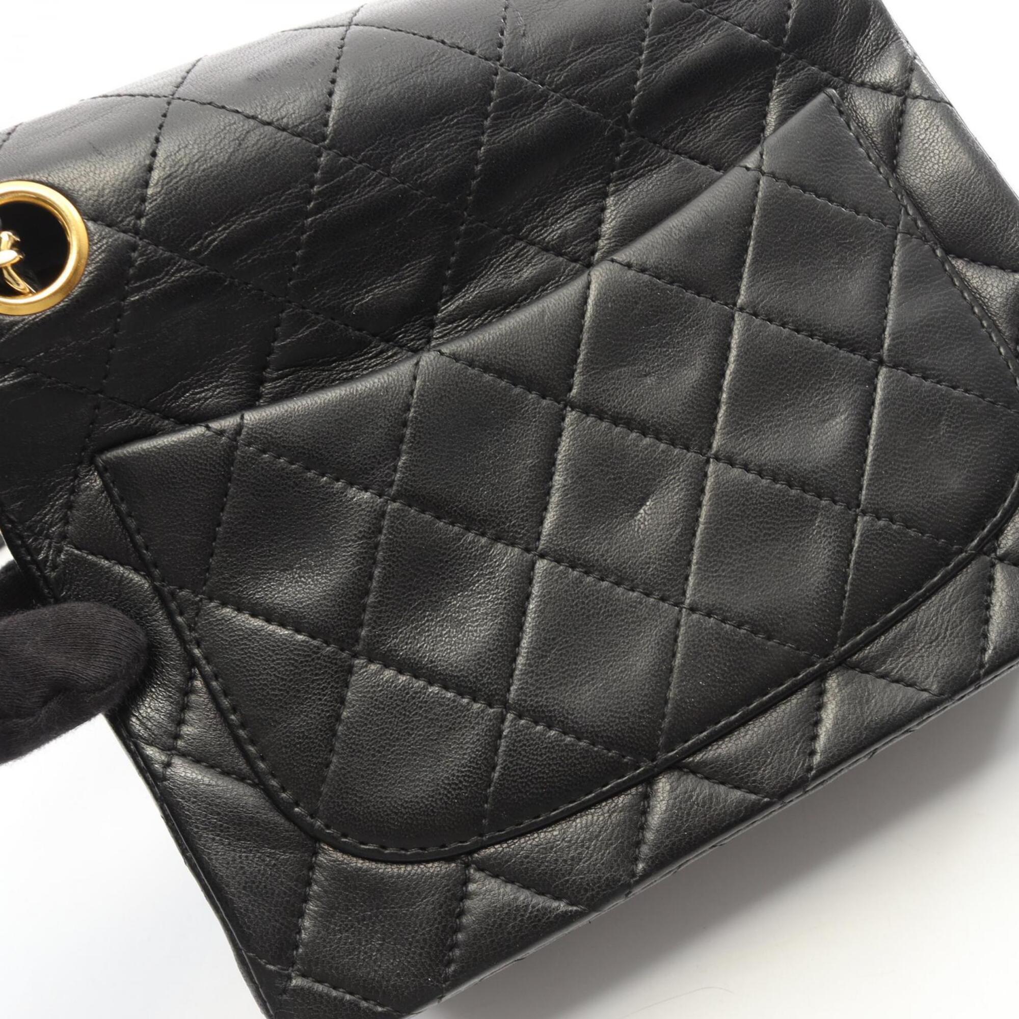 Chanel Black Leather Handbag Shoulder Bag (Pre-Owned)