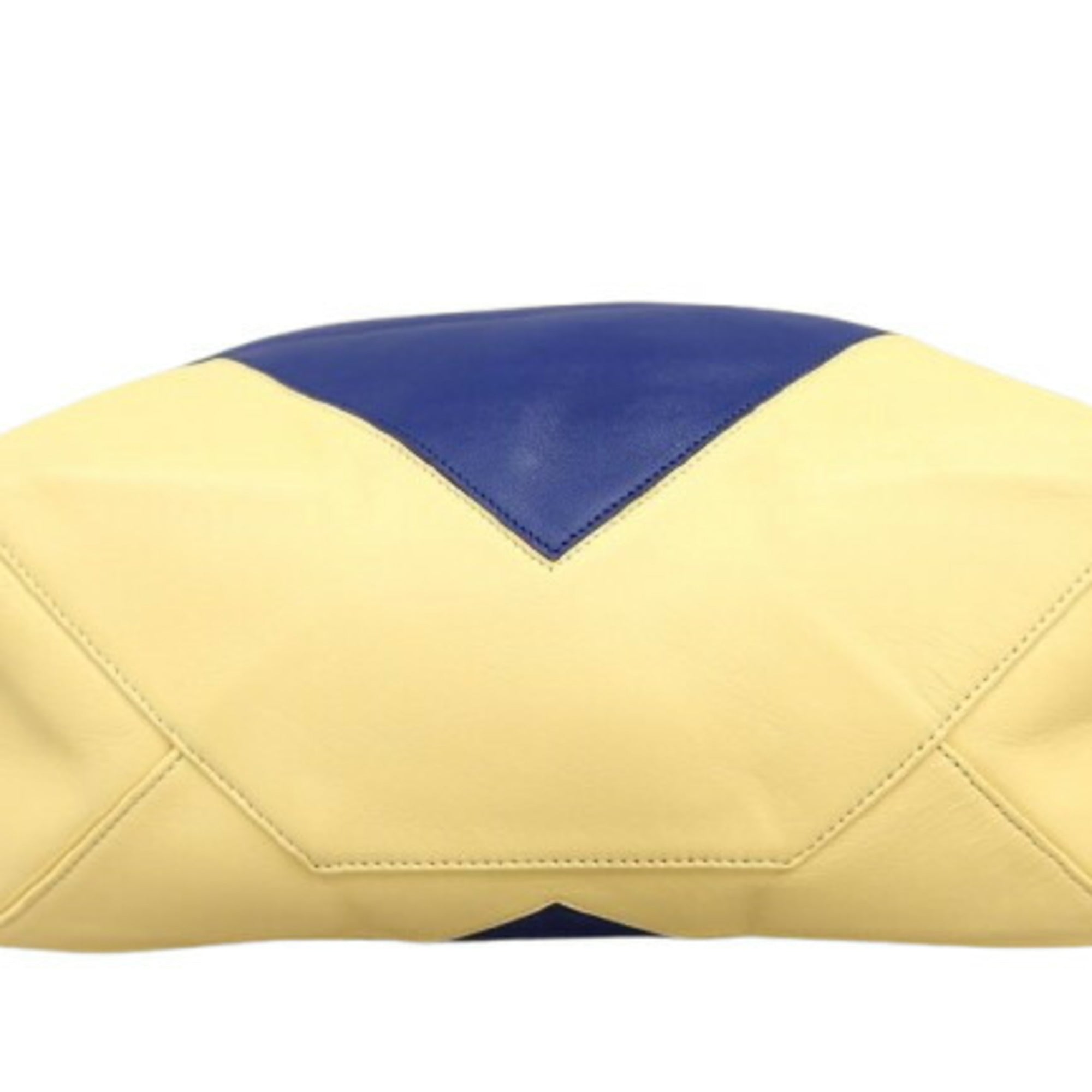Celine Blue Cream Yellow Leather Handbag Shoulder Bag Tote Bag (Pre-Owned)