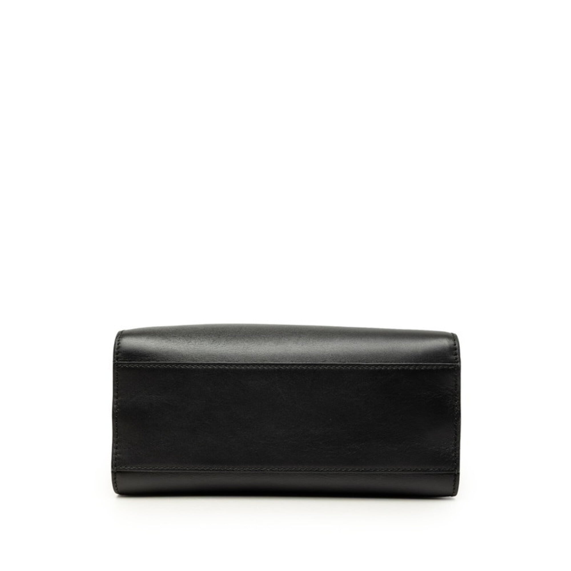 Gucci Black Red Color Bamboo Leather Handbag Shoulder Bag (Pre-Owned)