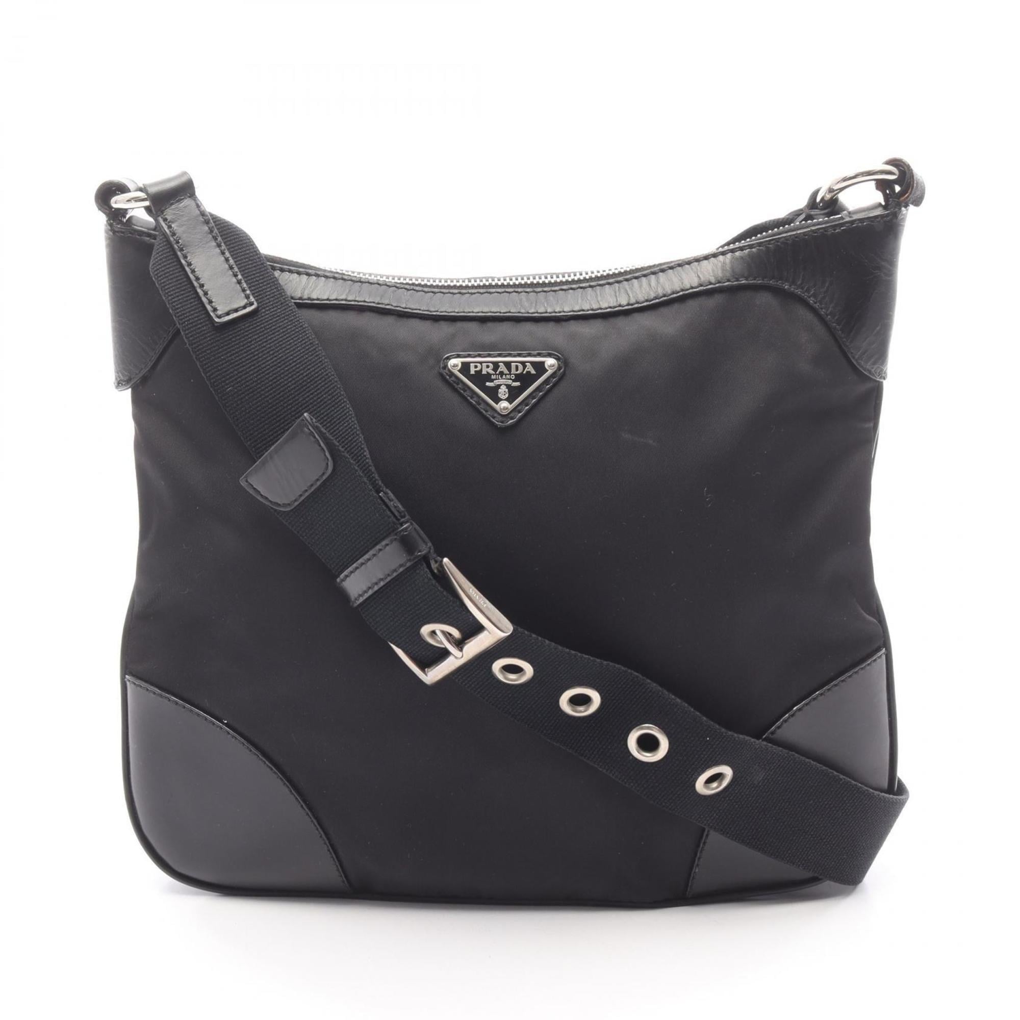 Prada Black Nylon Leather Shoulder Bag (Pre-Owned)
