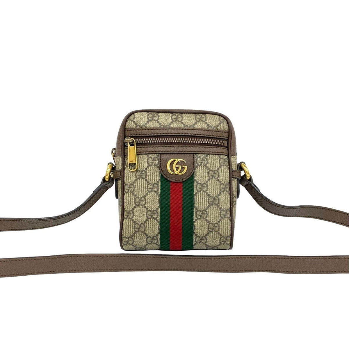 Gucci Brown Green Red Color Leather Pvc Pochette Shoulder Bag (Pre-Owned)