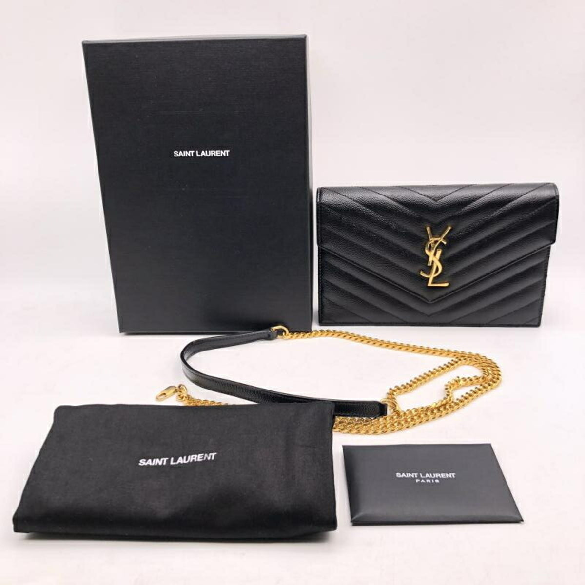 Yves Saint Laurent Black Chain/Shoulder Wallet (Pre-Owned)