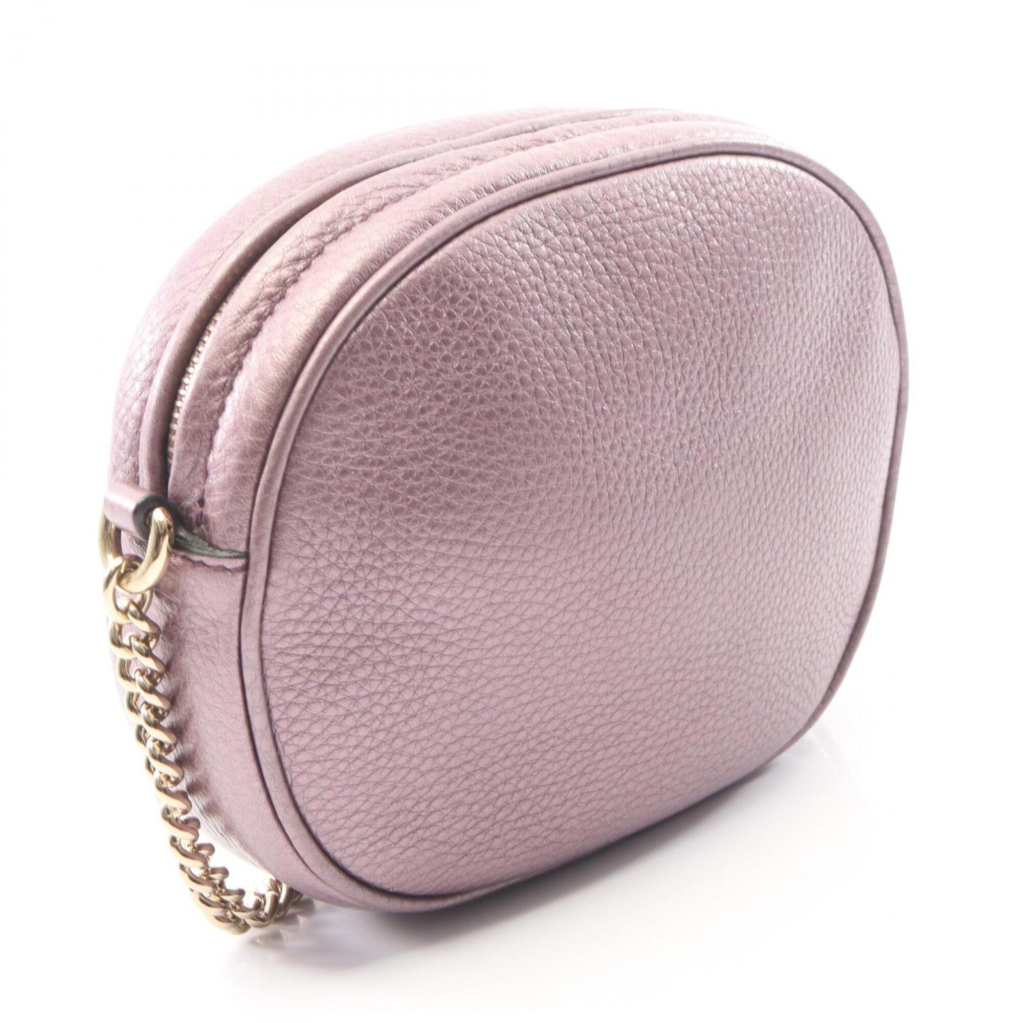 Gucci Purple Leather Handbag Shoulder Bag (Pre-Owned)