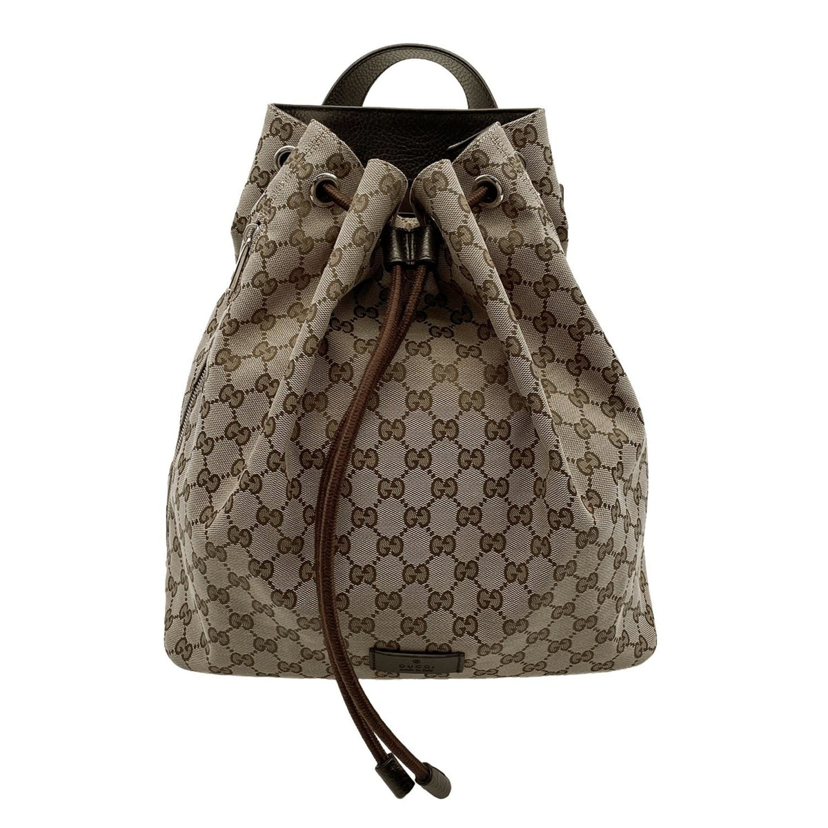 Gucci Brown Gg Canvas Leather Backpack (Pre-Owned)