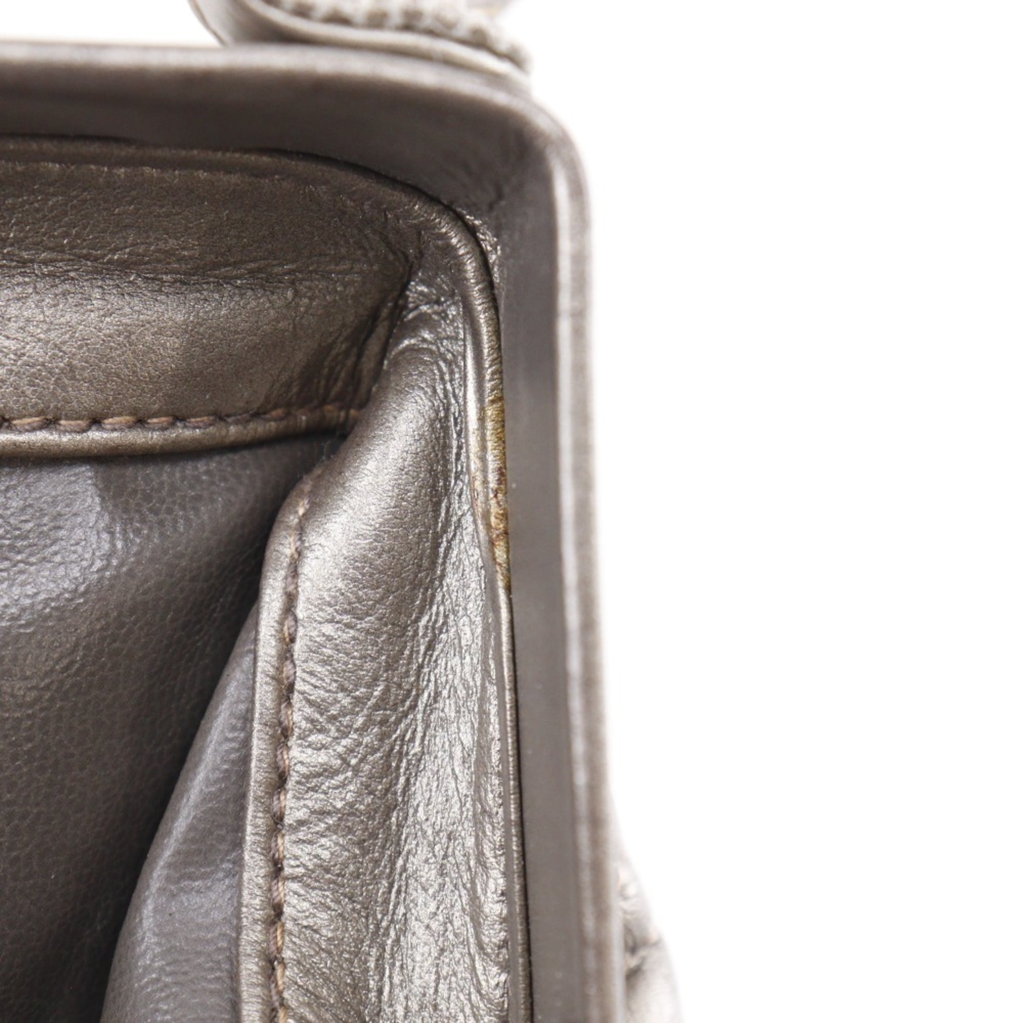 Bally Bronze Leather Handbag (Pre-Owned)