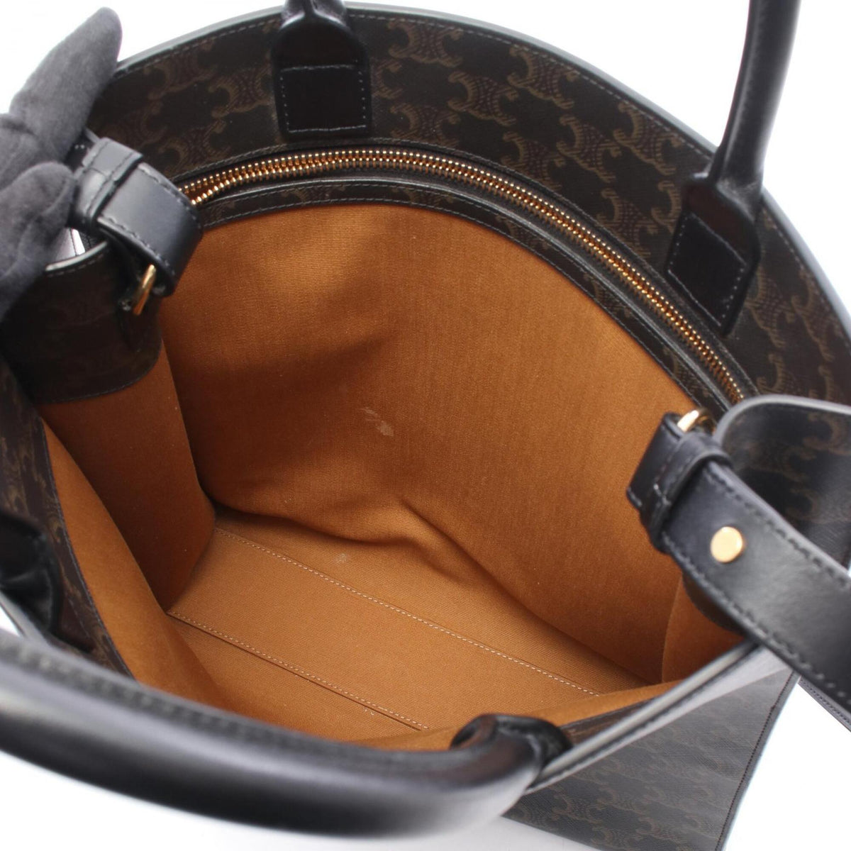 Celine Black Brown Coated Canvas Leather Handbag Tote Bag (Pre-Owned)