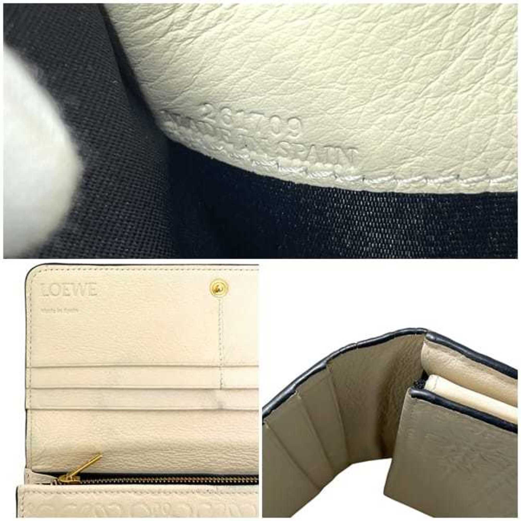 Loewe Beige Leather Long Wallet (Bi-Fold) (Pre-Owned)