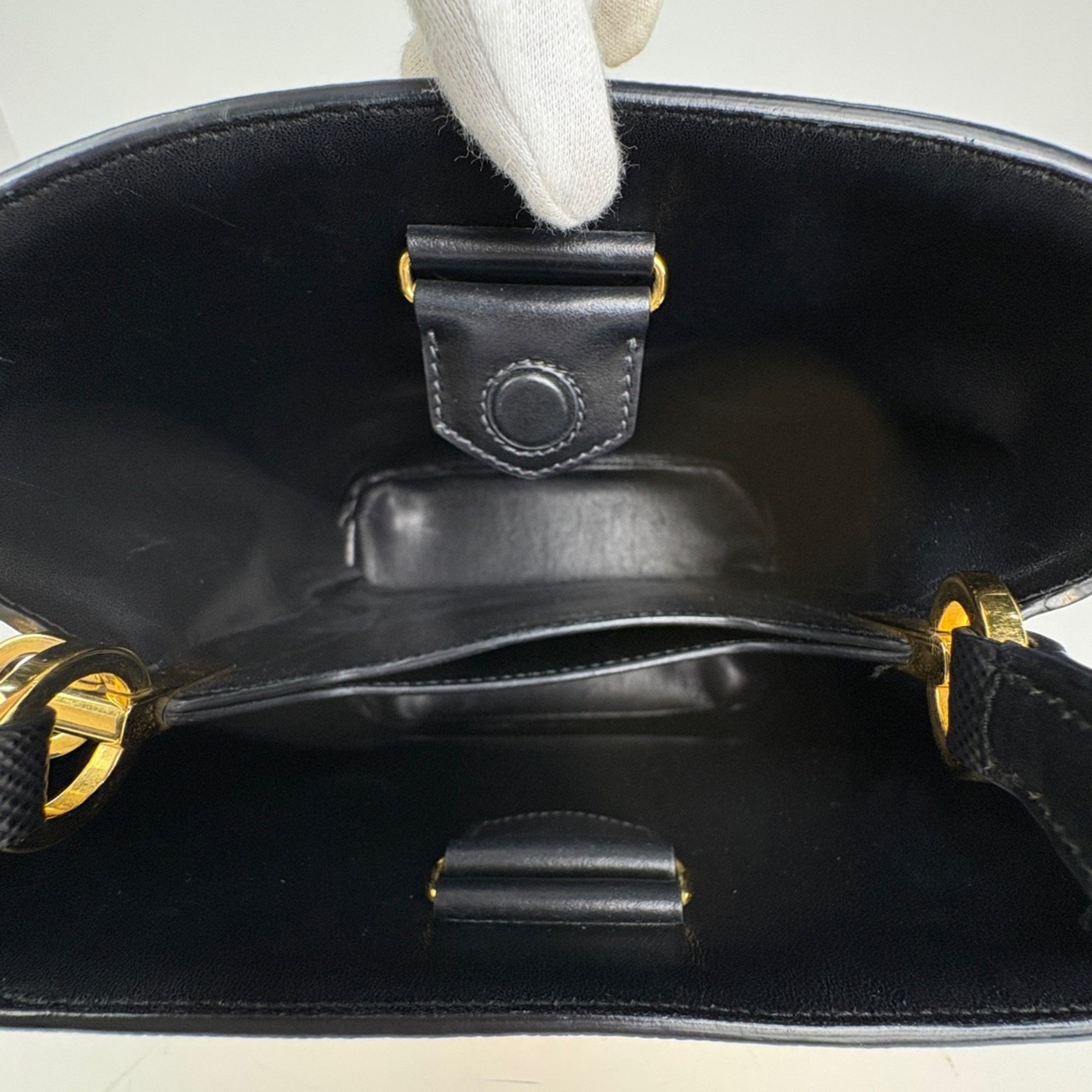 Prada Beige Black Straw Saffiano Handbag Shoulder Bag (Pre-Owned)