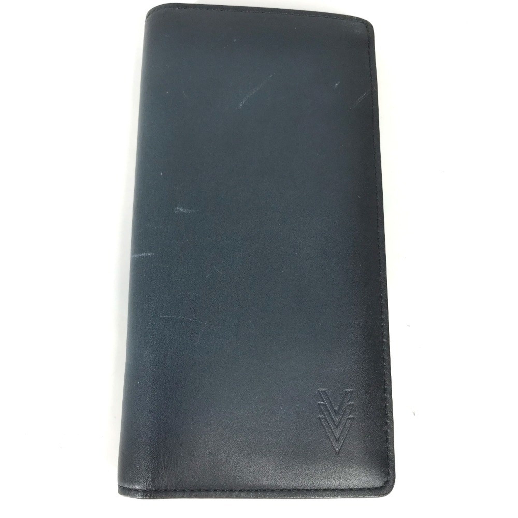 Louis Vuitton Ombre Navy Leather Long Wallet (Bi-Fold) (Pre-Owned)