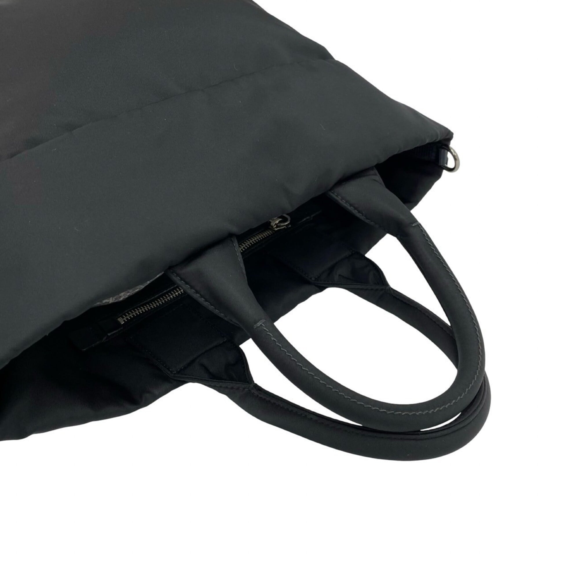 Prada Black Nylon Leather Handbag Shoulder Bag (Pre-Owned)