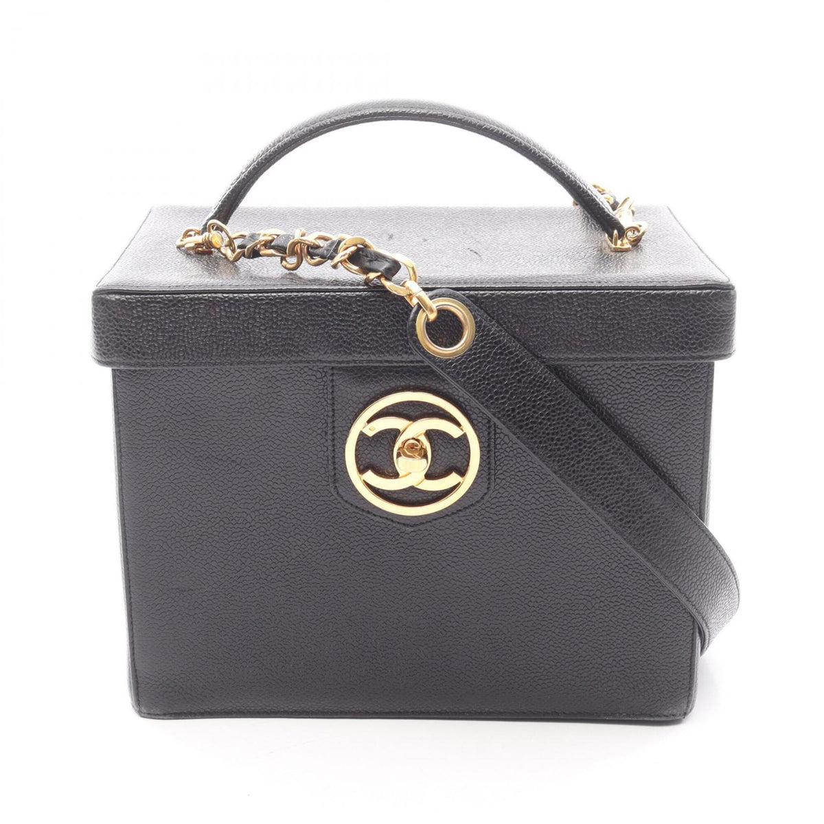 Chanel Black Grained Calfskin Handbag (Pre-Owned)