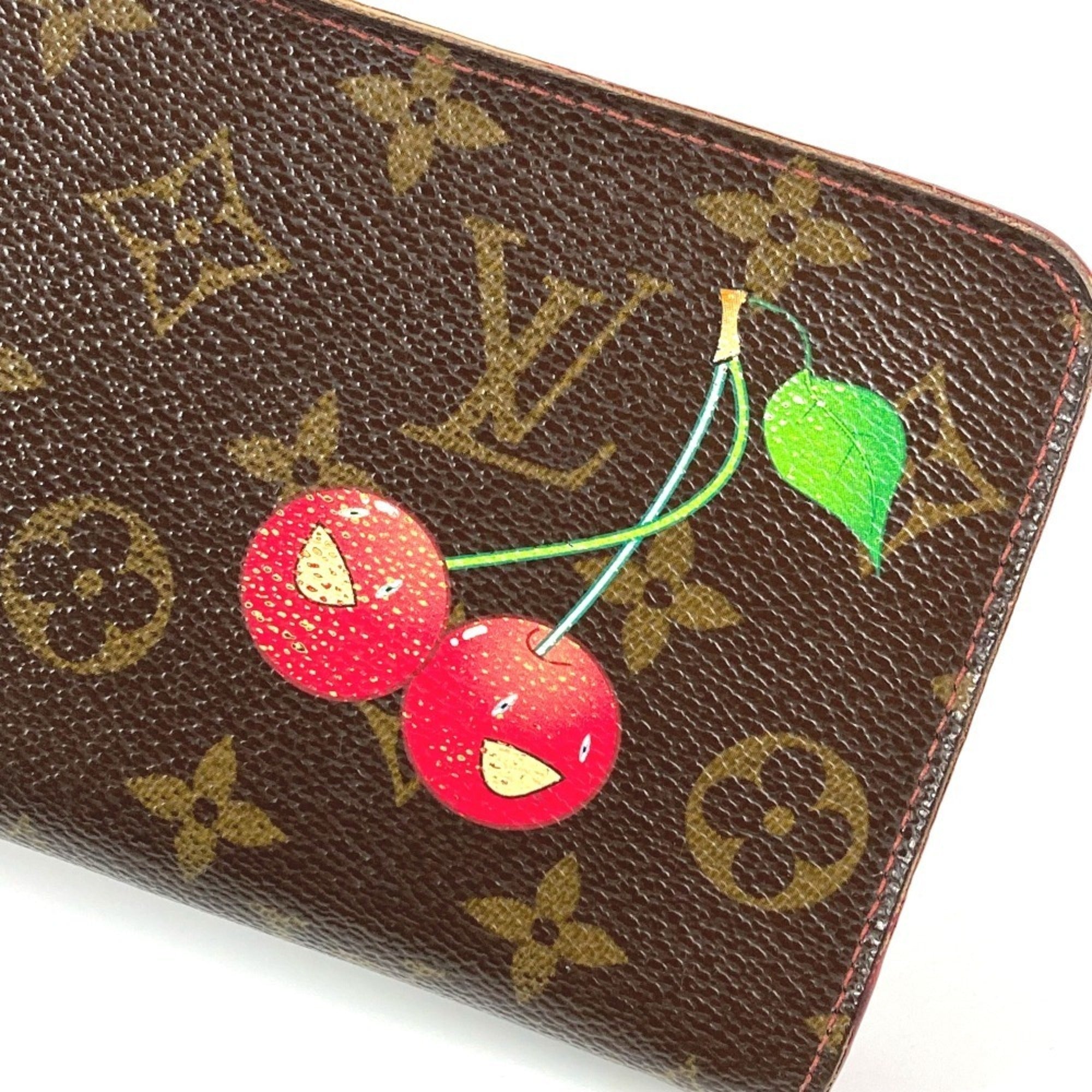 Louis Vuitton Brown Monogram Cherry Red Color Monogram Long Wallet (Bi-Fold) (Pre-Owned)