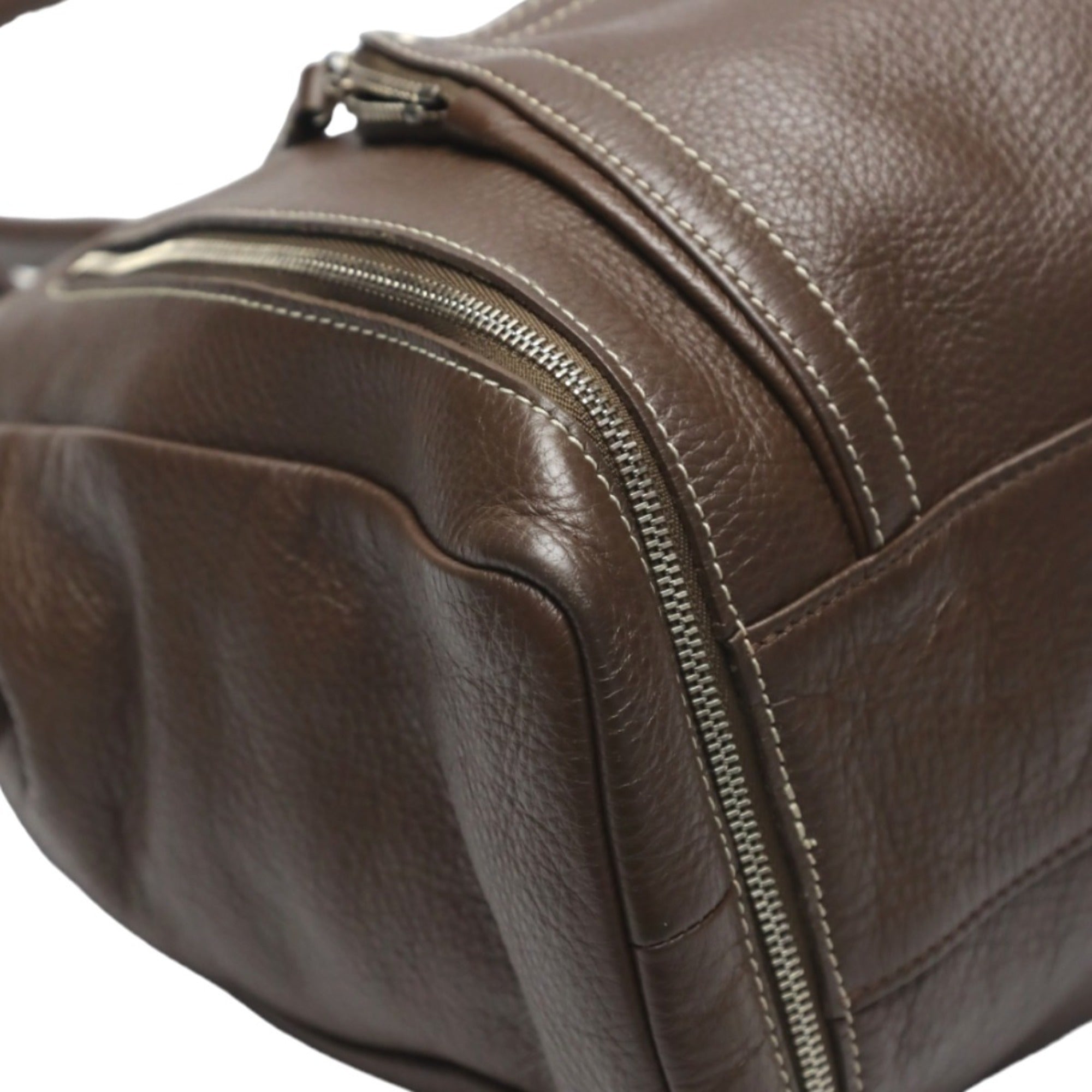 Longchamp Brown Leather Handbag Tote Bag (Pre-Owned)