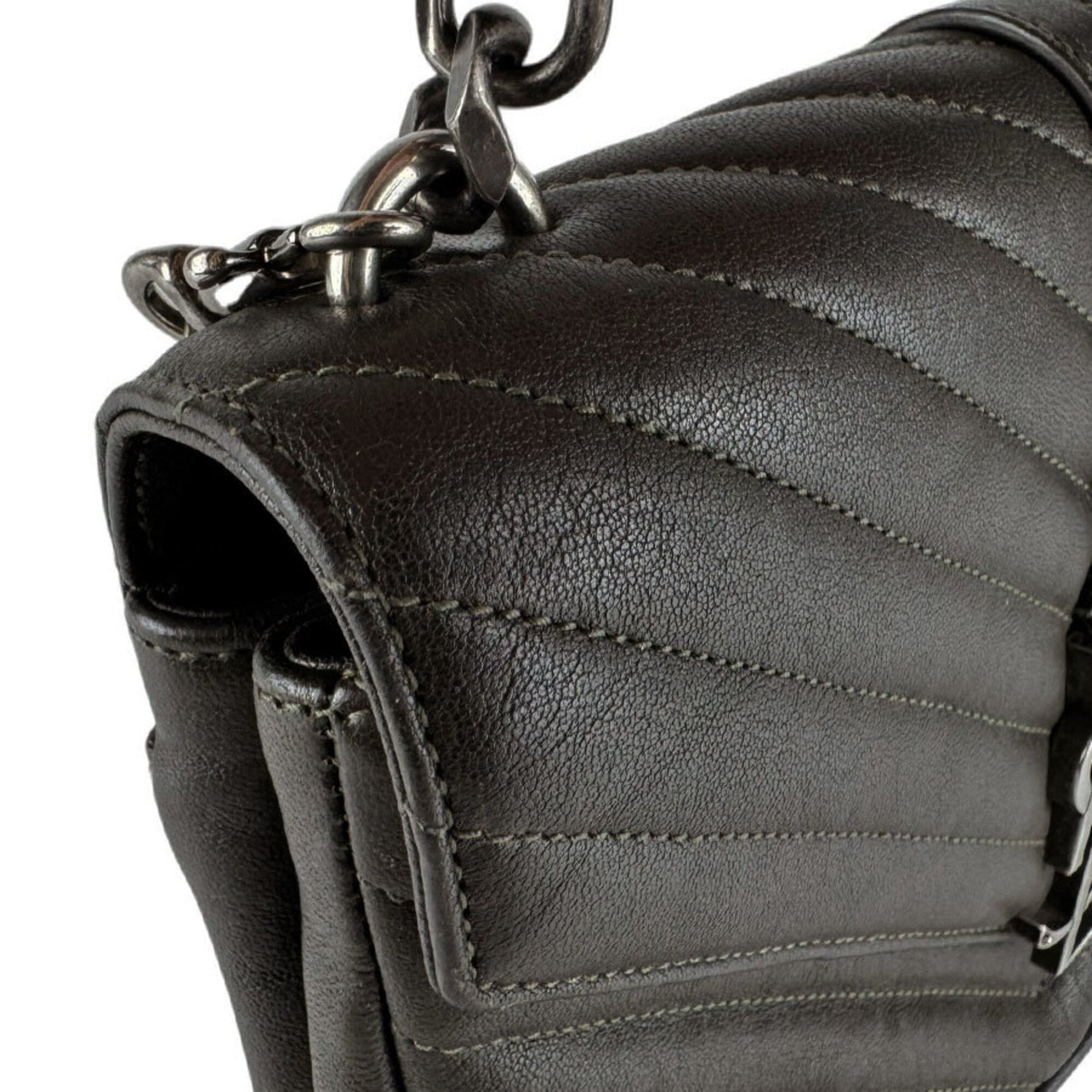 Saint Laurent Khaki Brown Leather Shoulder Bag (Pre-Owned)