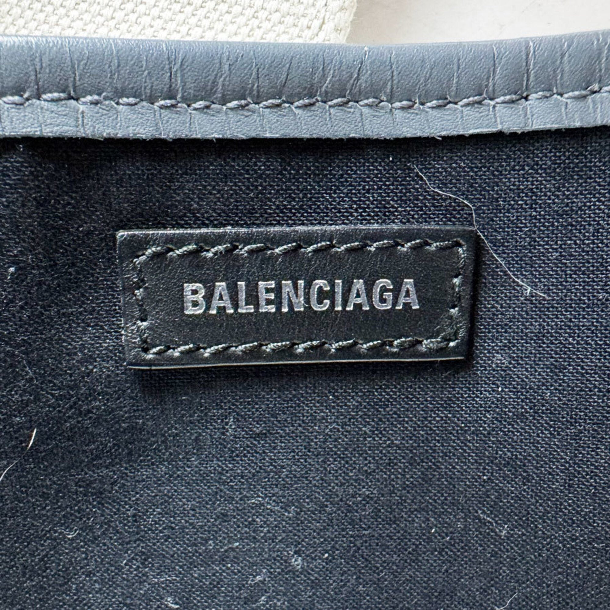 Balenciaga Gray Ivory Canvas Leather Handbag (Pre-Owned)