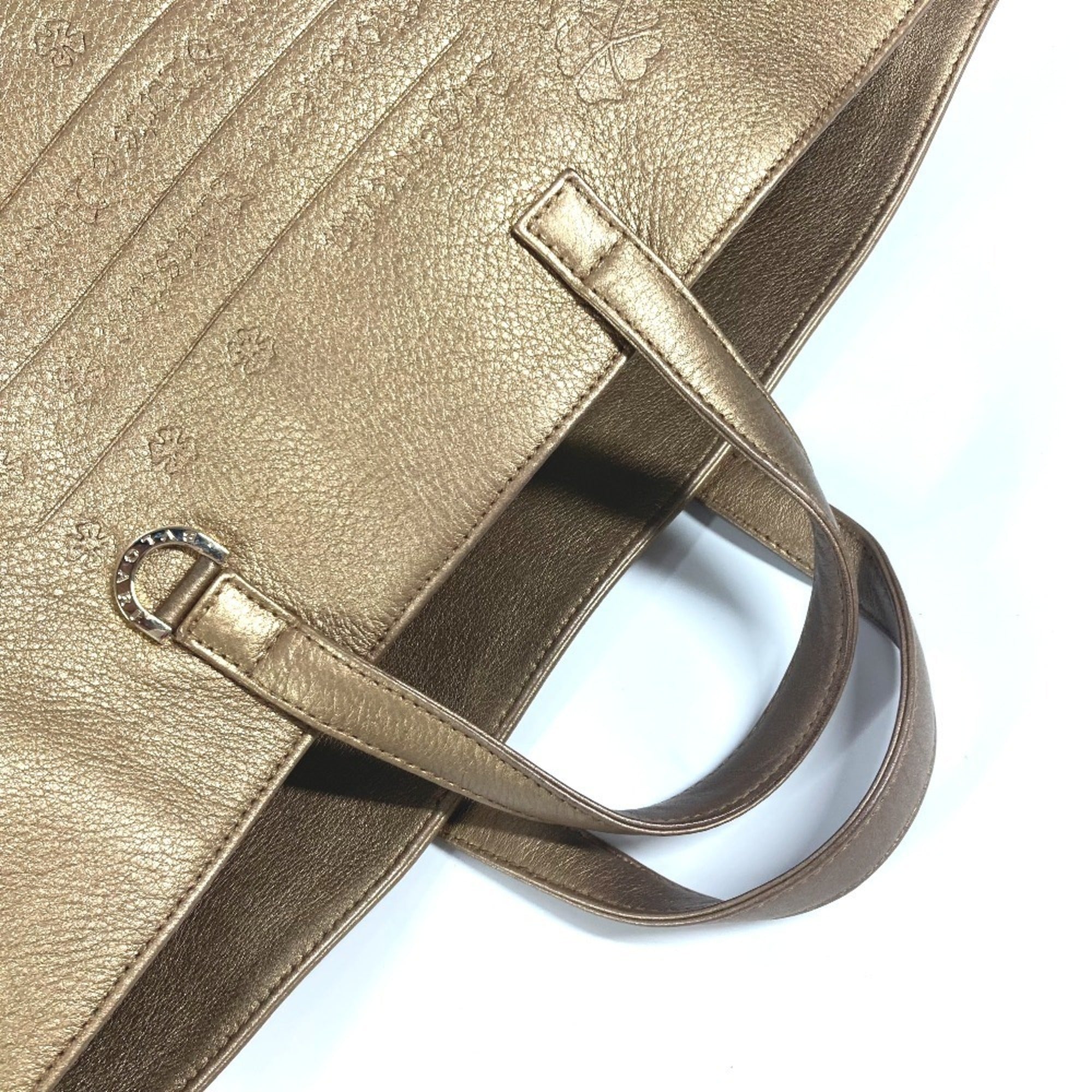 Bvlgari Gold Leather Handbag Tote Bag (Pre-Owned)