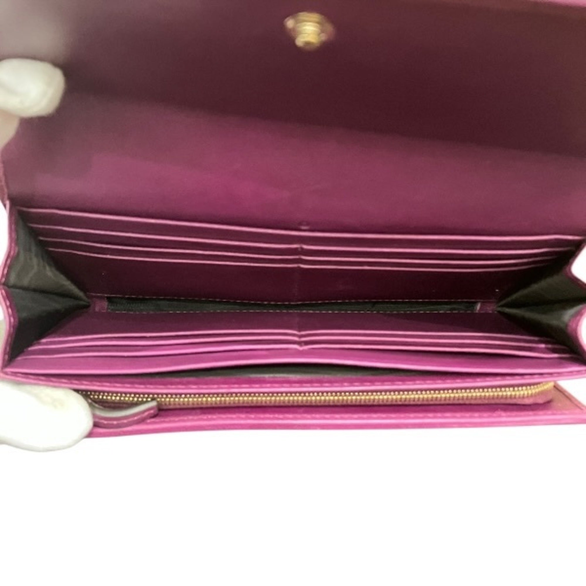 Gucci Pink Purple Red Color Leather Long Wallet (Bi-Fold) (Pre-Owned)