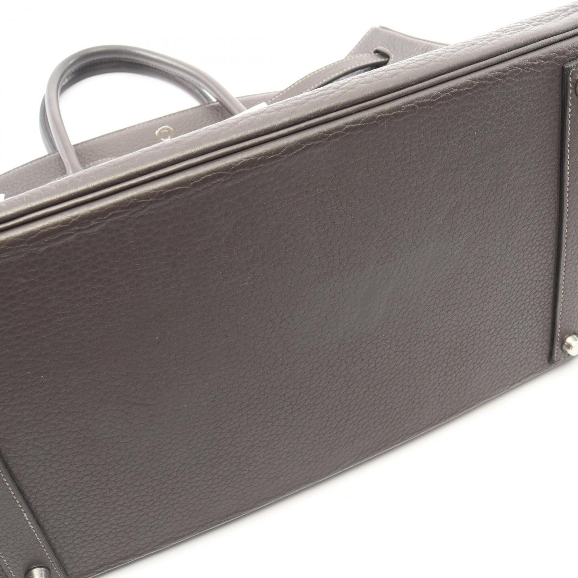 Hermes Gray Taurillon Clemence Leather Handbag (Pre-Owned)