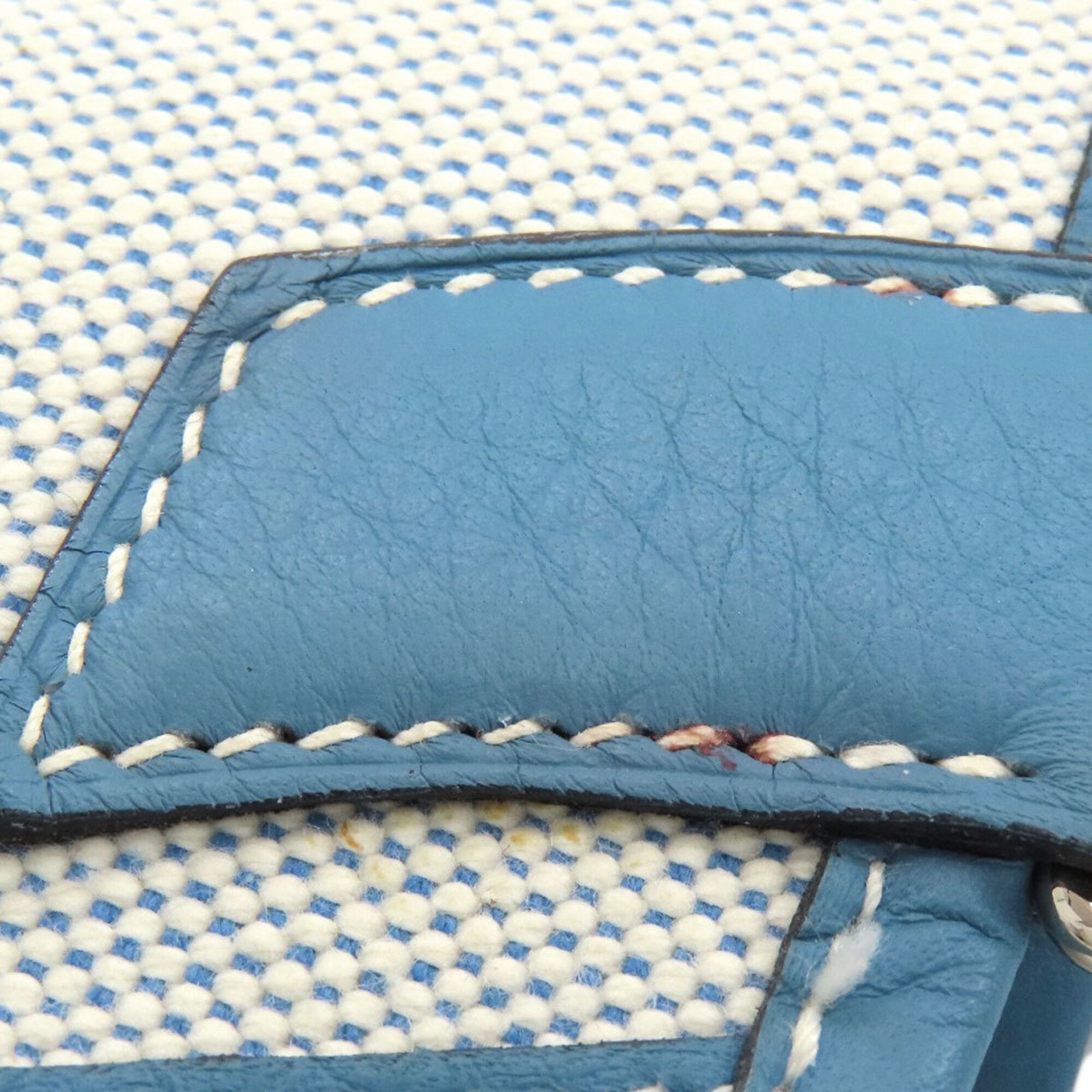 Hermes Light Blue Toile H Leather Tote Bag (Pre-Owned)