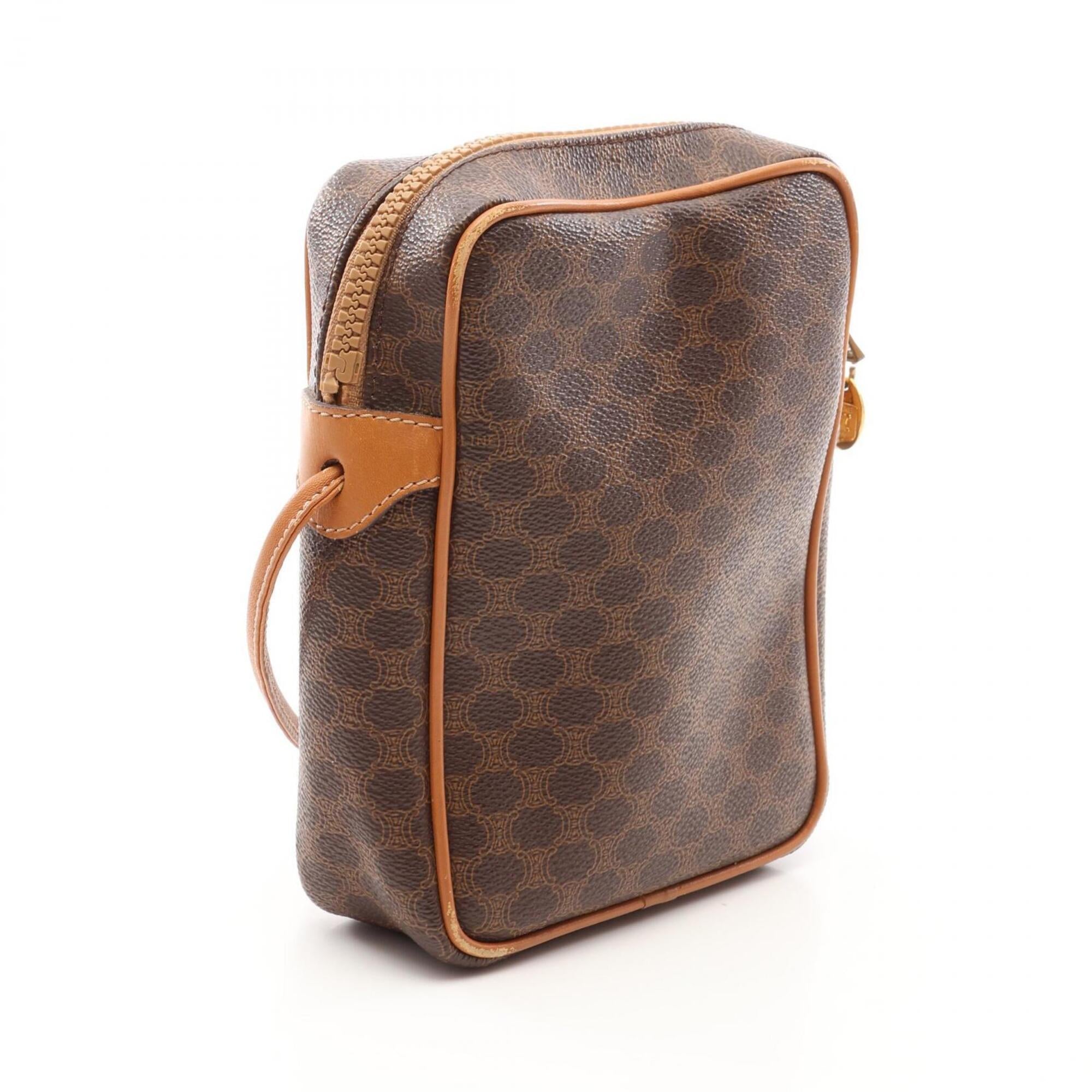 Celine Brown Coated Canvas Leather Handbag Shoulder Bag (Pre-Owned)