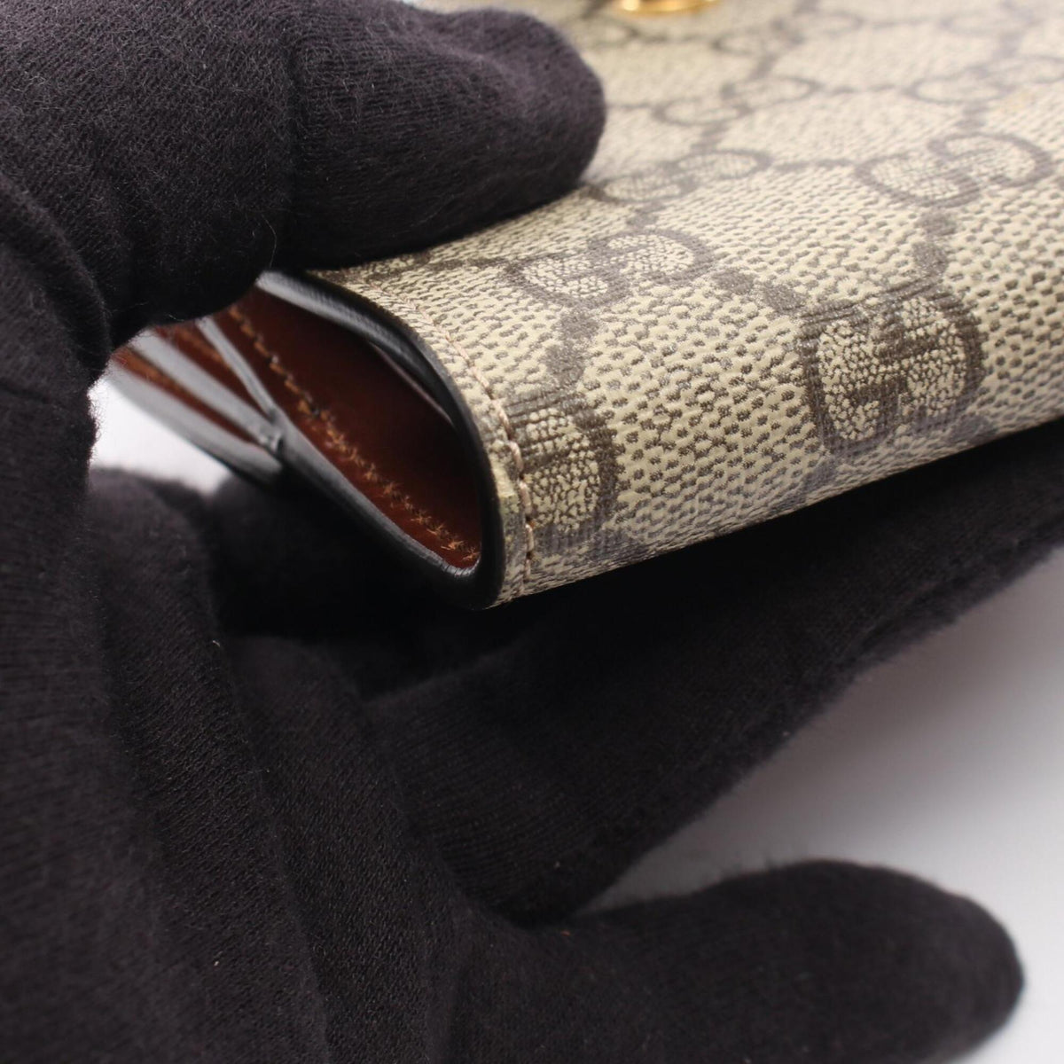 Gucci Beige Brown Leather Pvc Wallet (Bi-Fold) (Pre-Owned)