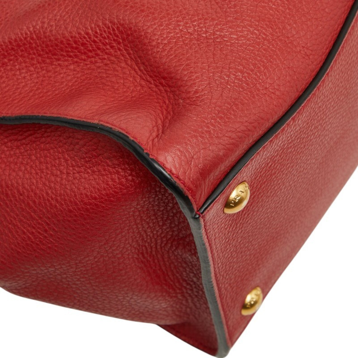 Prada Red Color Leather Handbag Shoulder Bag (Pre-Owned)