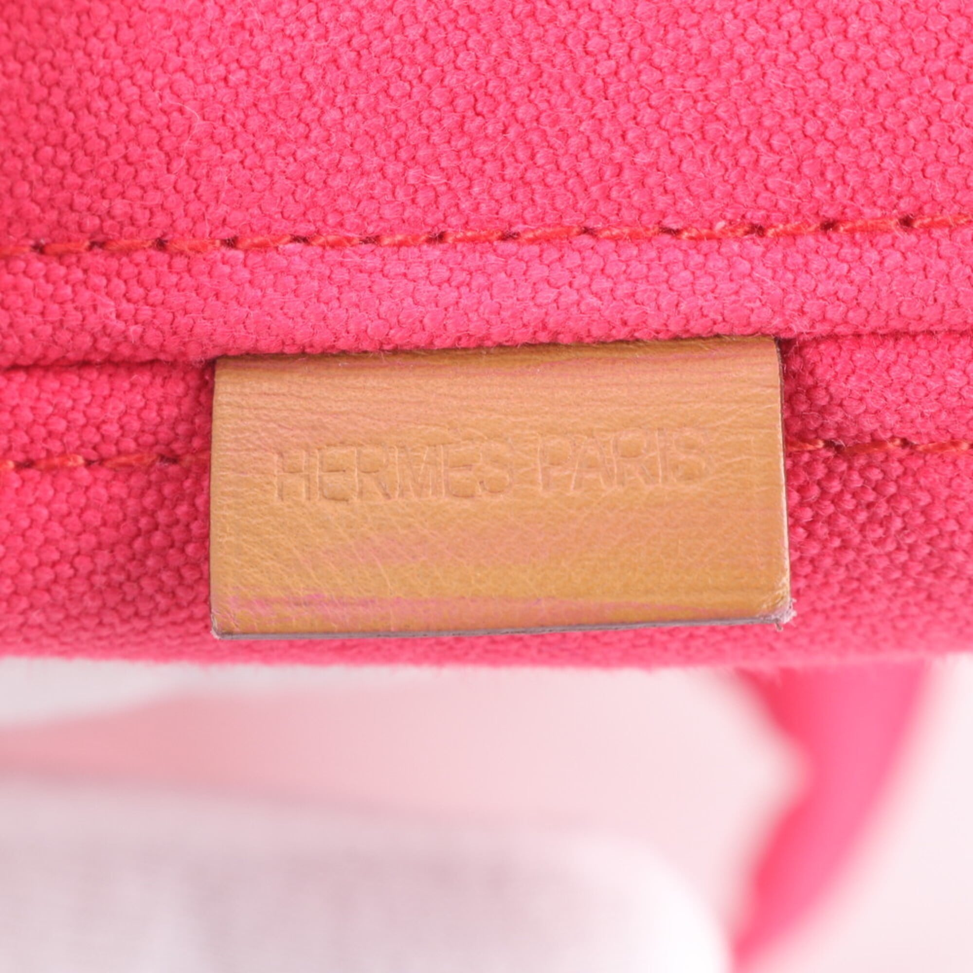 Hermes Pink Leather Canvas Handbag Pouch Shoulder Bag Tote Bag (Pre-Owned)