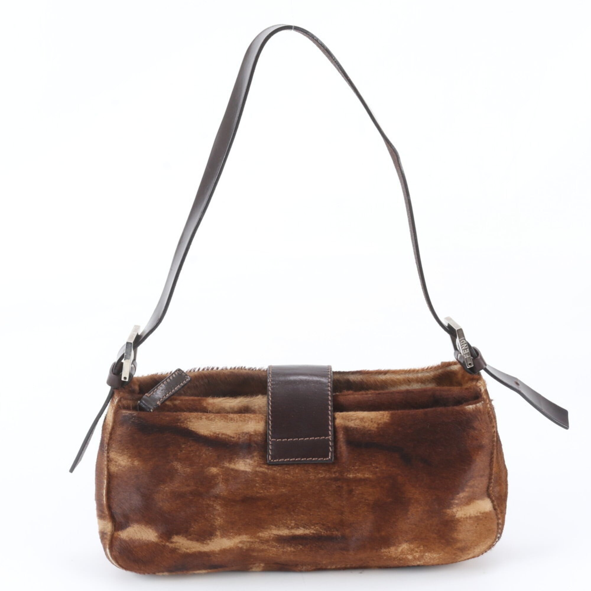 Fendi Brown Leather Handbag Shoulder Bag Tote Bag (Pre-Owned)