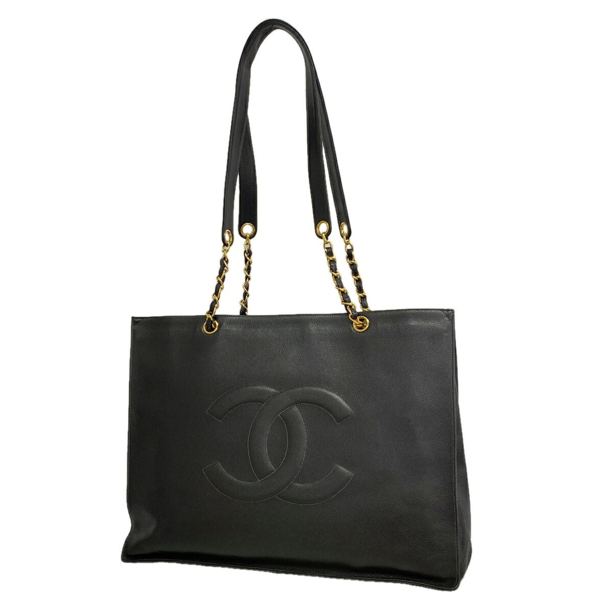 Chanel Black Grained Calfskin Tote Bag (Pre-Owned)