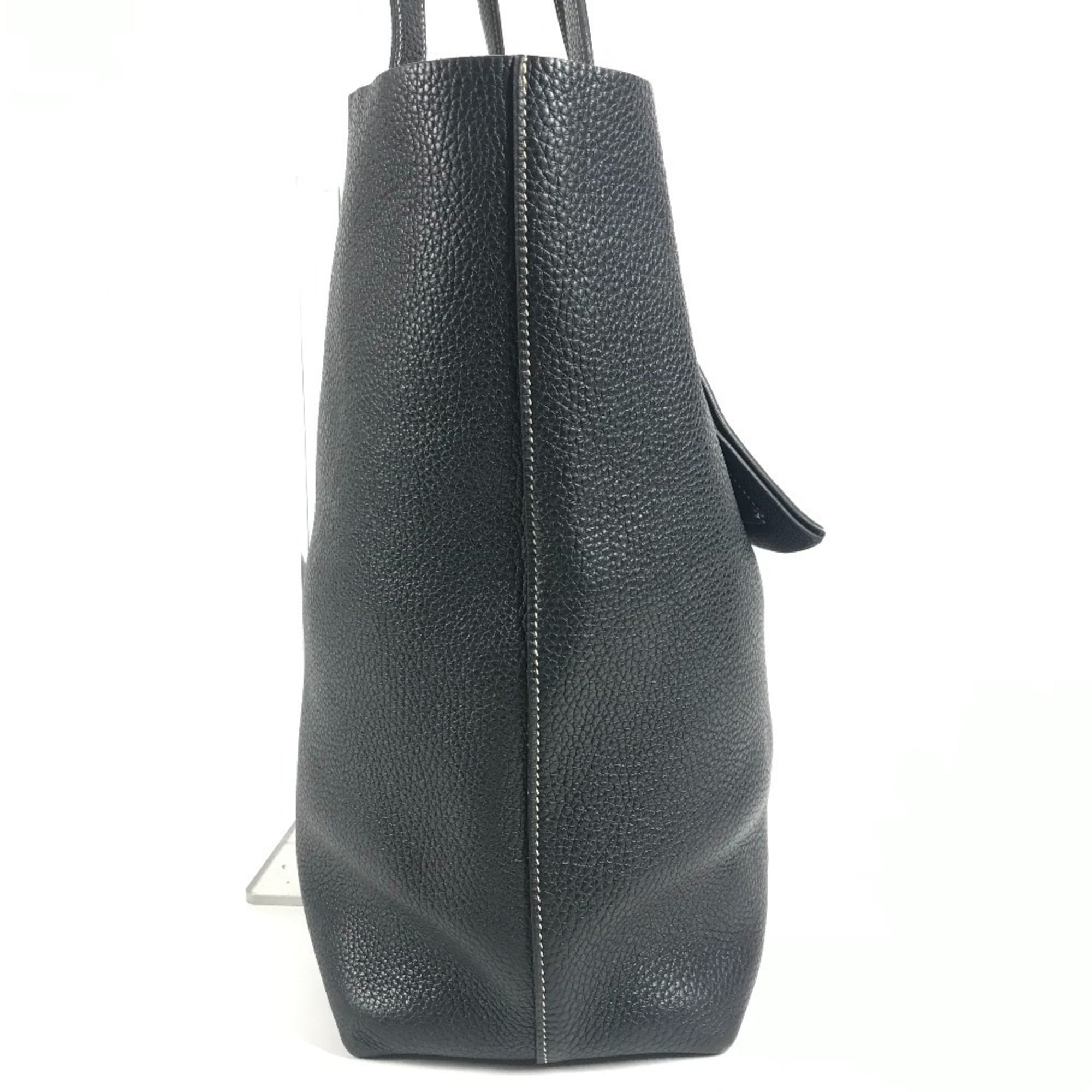 Hermes Black Leather Shoulder Bag Tote Bag (Pre-Owned)
