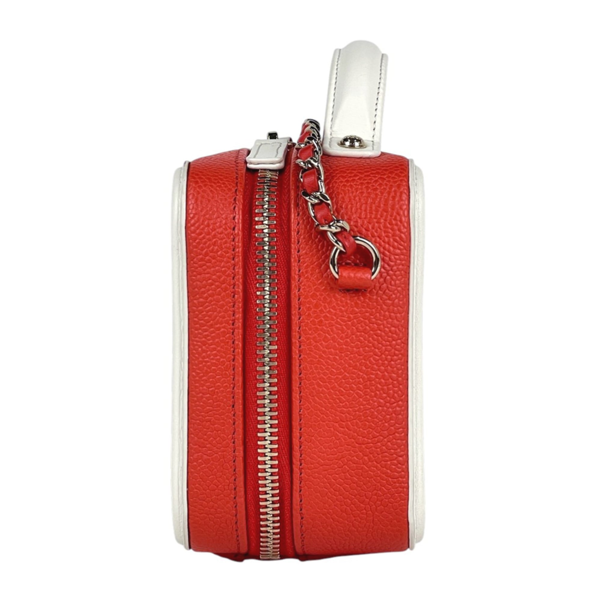 Chanel Matelasse Blue Red Color White Grained Calfskin Shoulder Bag Vanity Bag (Pre-Owned)