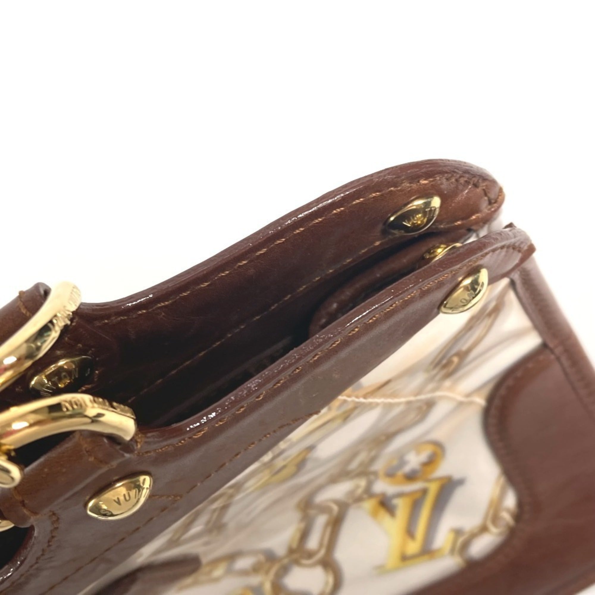 Louis Vuitton Brown White Vinyl Leather Handbag Shoulder Bag Tote Bag (Pre-Owned)